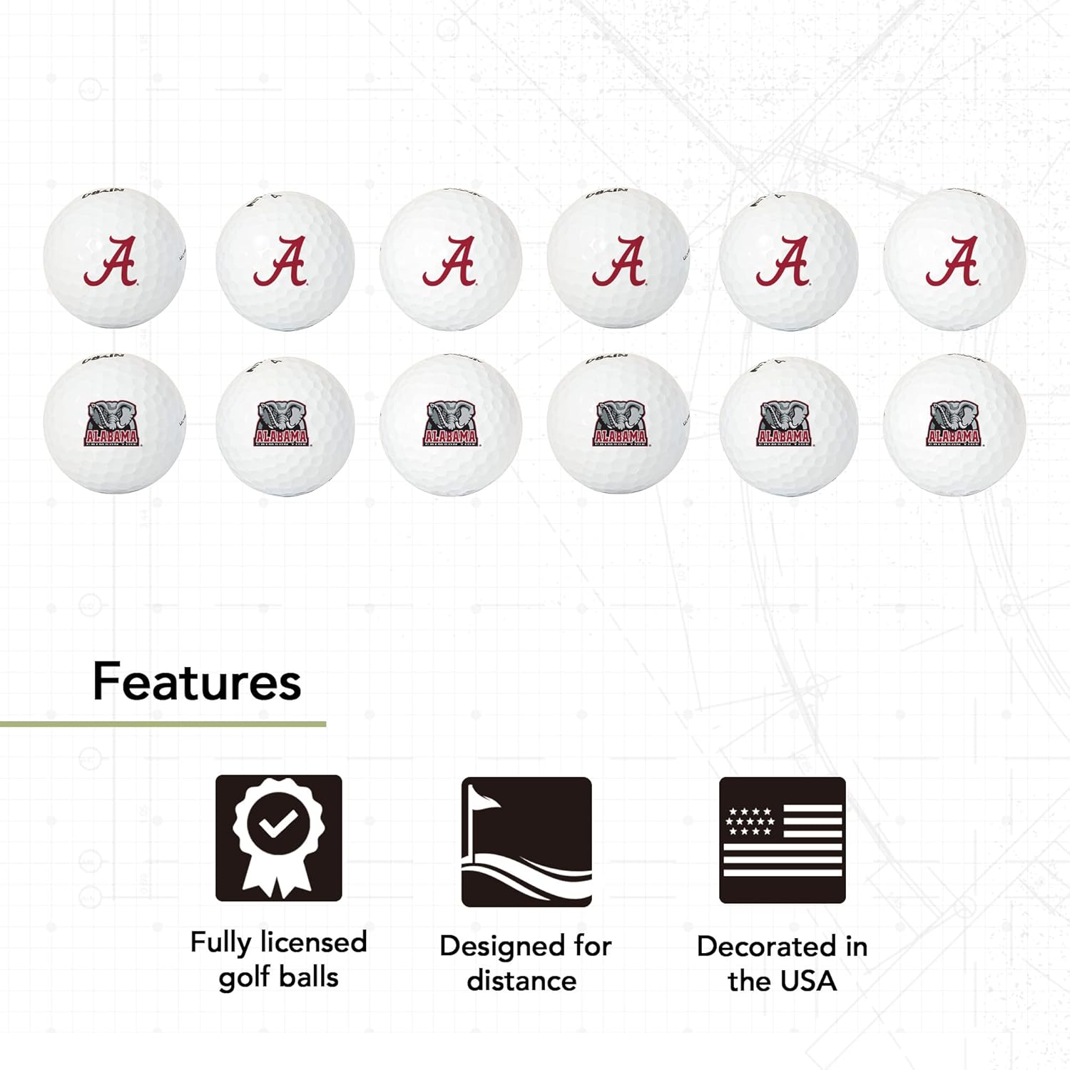 Desert Cactus University of Alabama Crimson Tide Golf Balls 12 Pack – UA Crimson Tide Full Color Dozen – Officially Licensed Sport Team Accessory