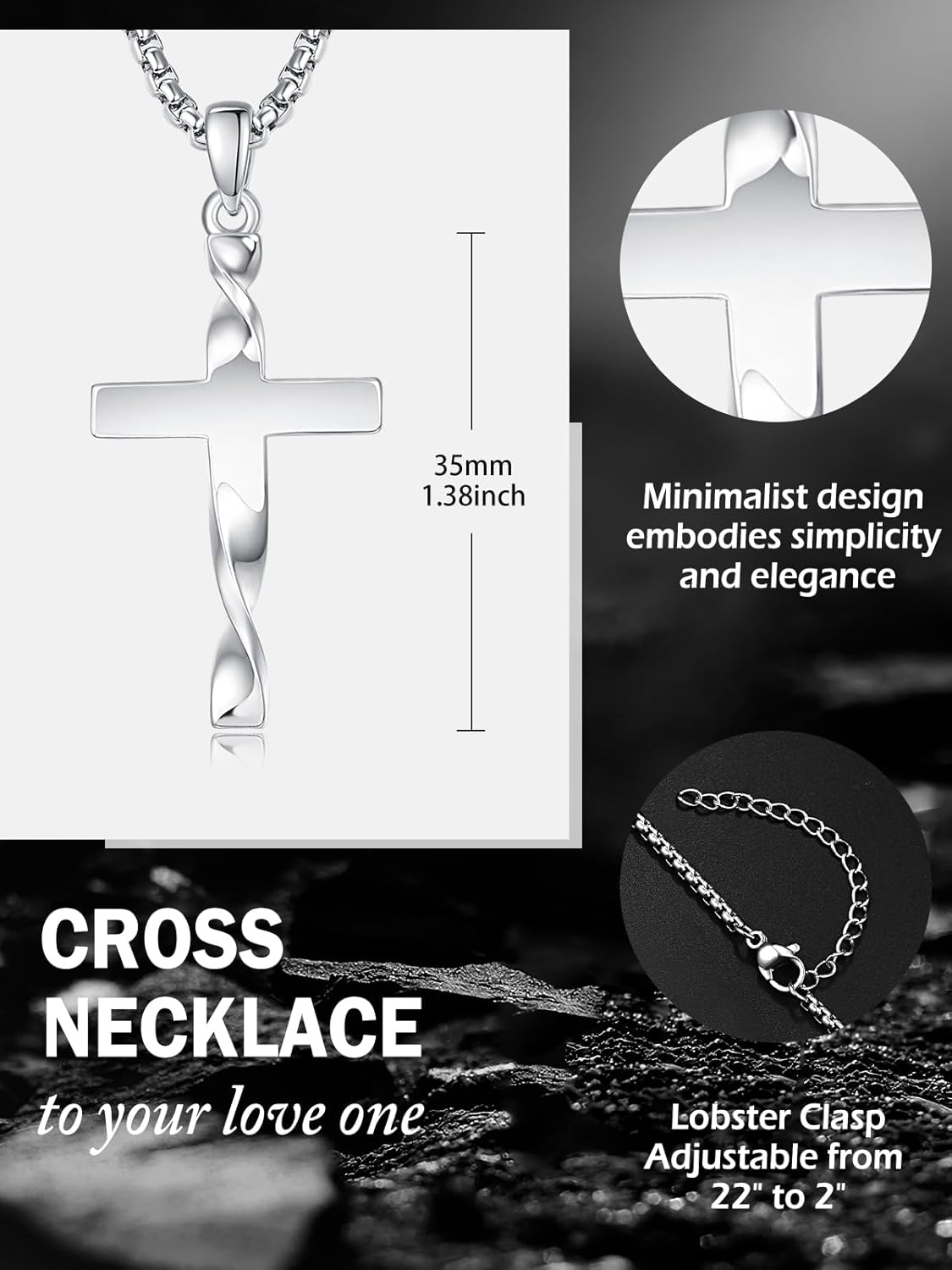 925 Sterling Silver Cross Necklace for Men and Women Christian Religious Gifts - Image 5