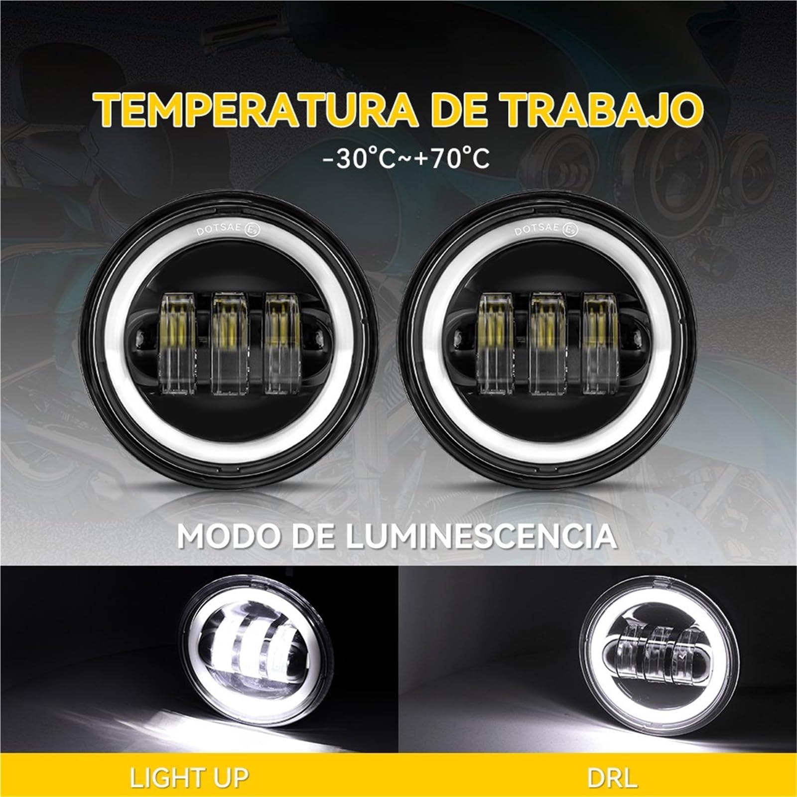 Faro Moto Fendinebbia Halo 4,5" Per Road King LED Fendinebbia | Luce ausiliaria fendinebbia a LED per moto 4,5 pollici per moto Classic per Road King Per fendinebbia a LED 4,5 pollici