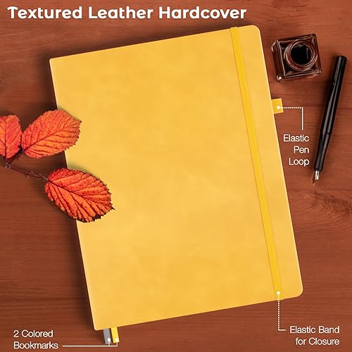 Miniatura 5 de Cuaderno de papel cuadriculado, cuaderno de tapa dura de 8.5 x 11, cuaderno de cuadrícula para mujeres, hombres, diarios grandes de cuero para