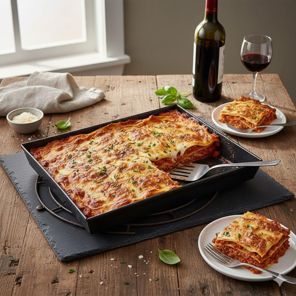 Set 2 Teglie Professionali in Ferro Blu rettangolari cm 40X30 H3 Cottura pizza croccante Lamiera Alta Qualità Made in Italy Alta Conducibilità per Forno Domestico Professionale ristoranti pasticcerie