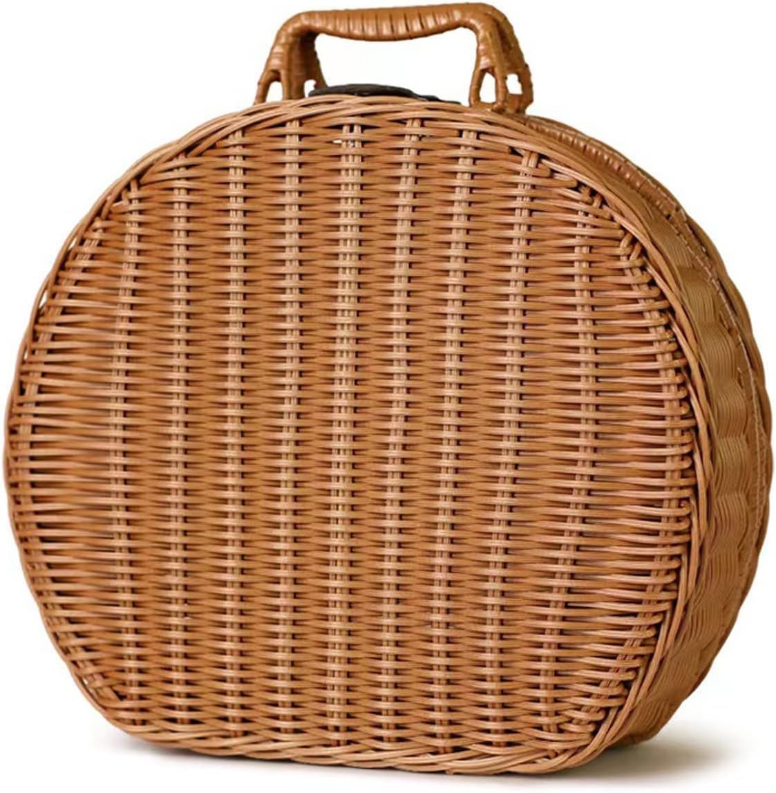 Boîte cadeau en osier et sac à main rond en plastique tressé