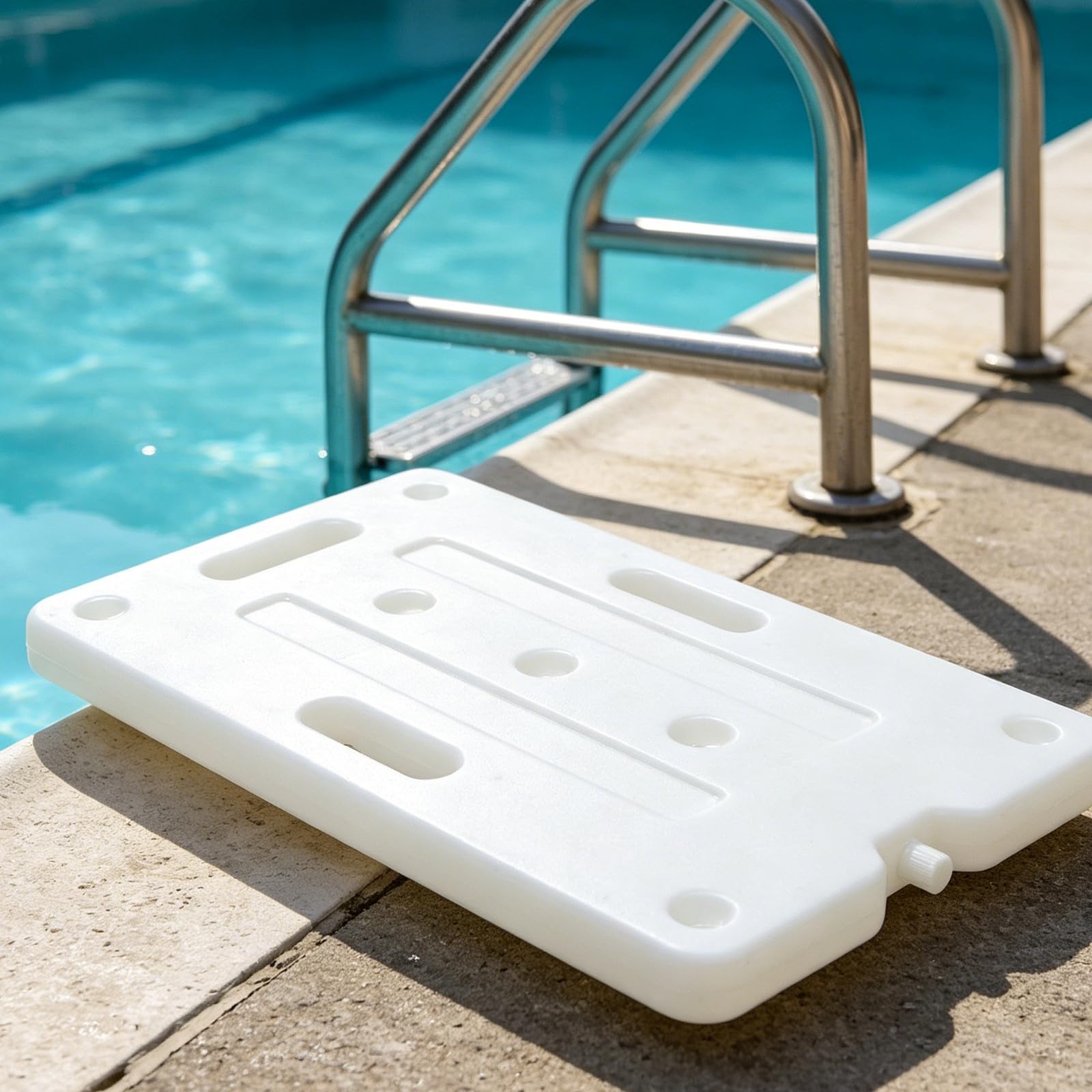 1 Juego de contrapesos Resistentes para escaleras de Piscina - Soporta 5 kg - Contrapesos con Correas de sujeción para escalones de Piscinas elevadas y subterráneas.