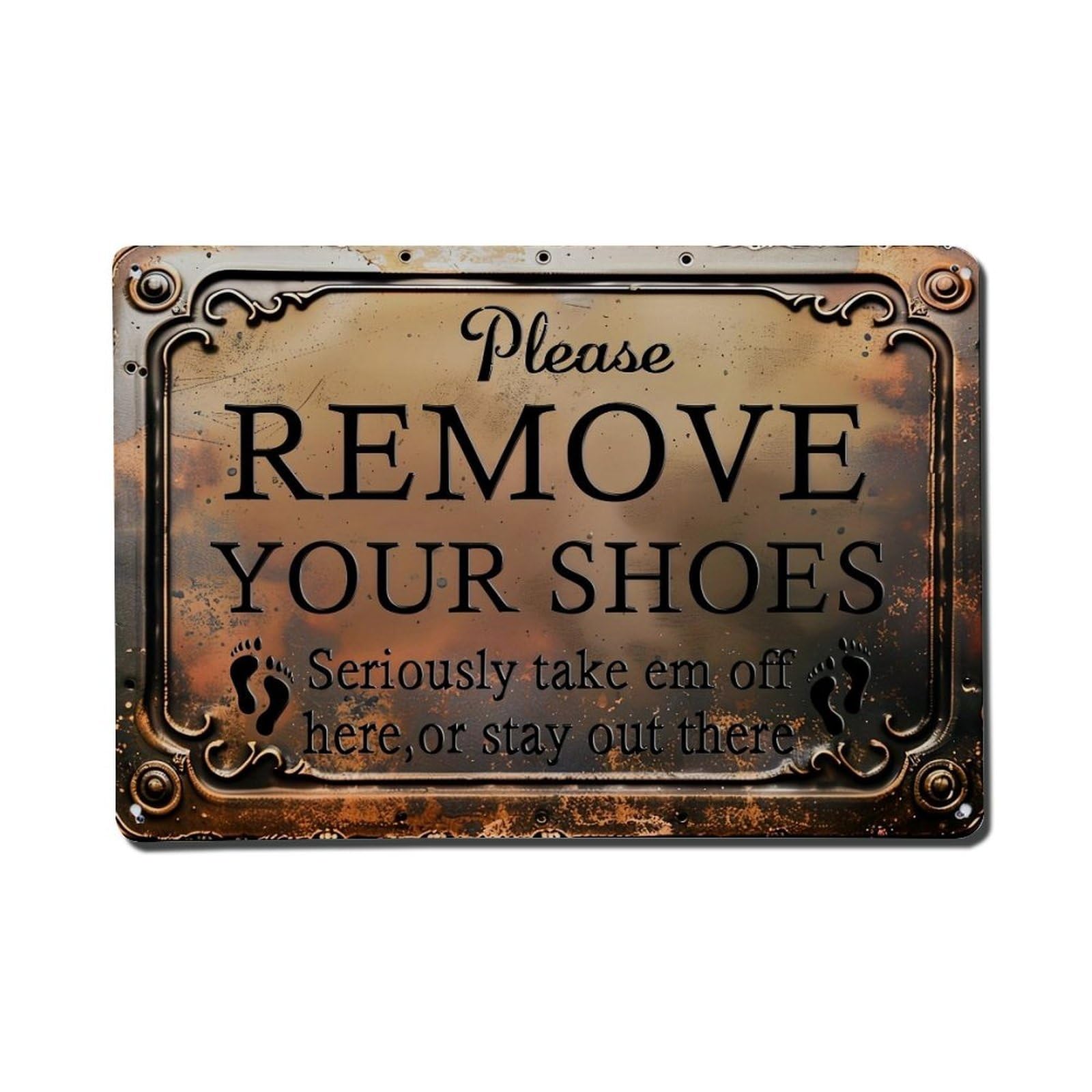 Nestemfo Vintage Please Remove Your Shoes Sign Tin Sign Metal Sign, Living Room,Bar, Home, Bedroom Wall Decor,Retro Metal Poster 8X12 Inches