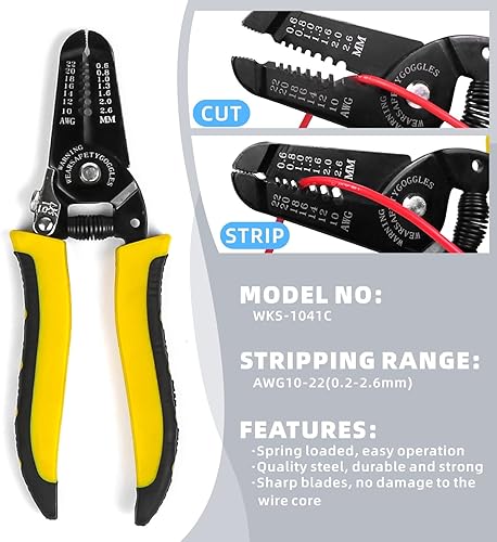 Miniatura 5 de Juego de herramientas de prensado de alambre de trinquete con 5 mandíbulas intercambiables, pelacables y cortador para terminales aislados y no