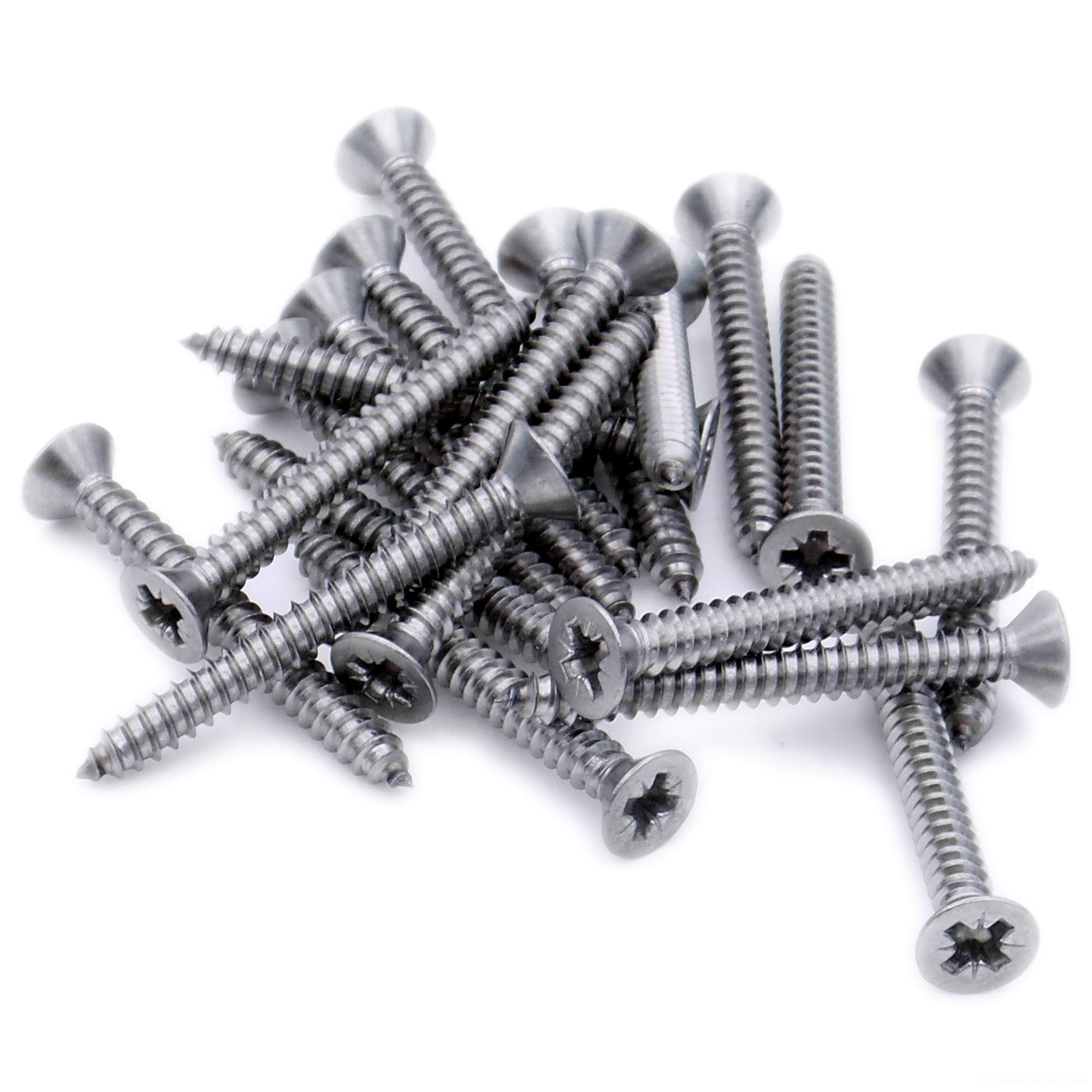 Singularity Supplies Silver No.6 X 0.75 (3.5Mm X 19Mm) Pozi Countersunk Self-Tapping Screw - Stainless Steel (A2) (Pack Of 20)
