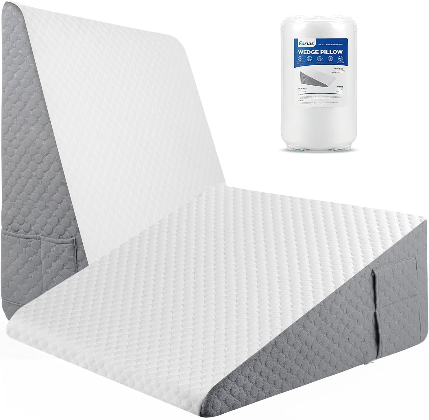 Forias Wedge Pillow for Sleeping 10" Bed Wedge Pillow for After Surgery - 1.5" Memory Foam Top, Triangle Pillow Wedge Ideal for Acid Reflux GERD Snoring Heartburn Pregnancy Lower Back Pain