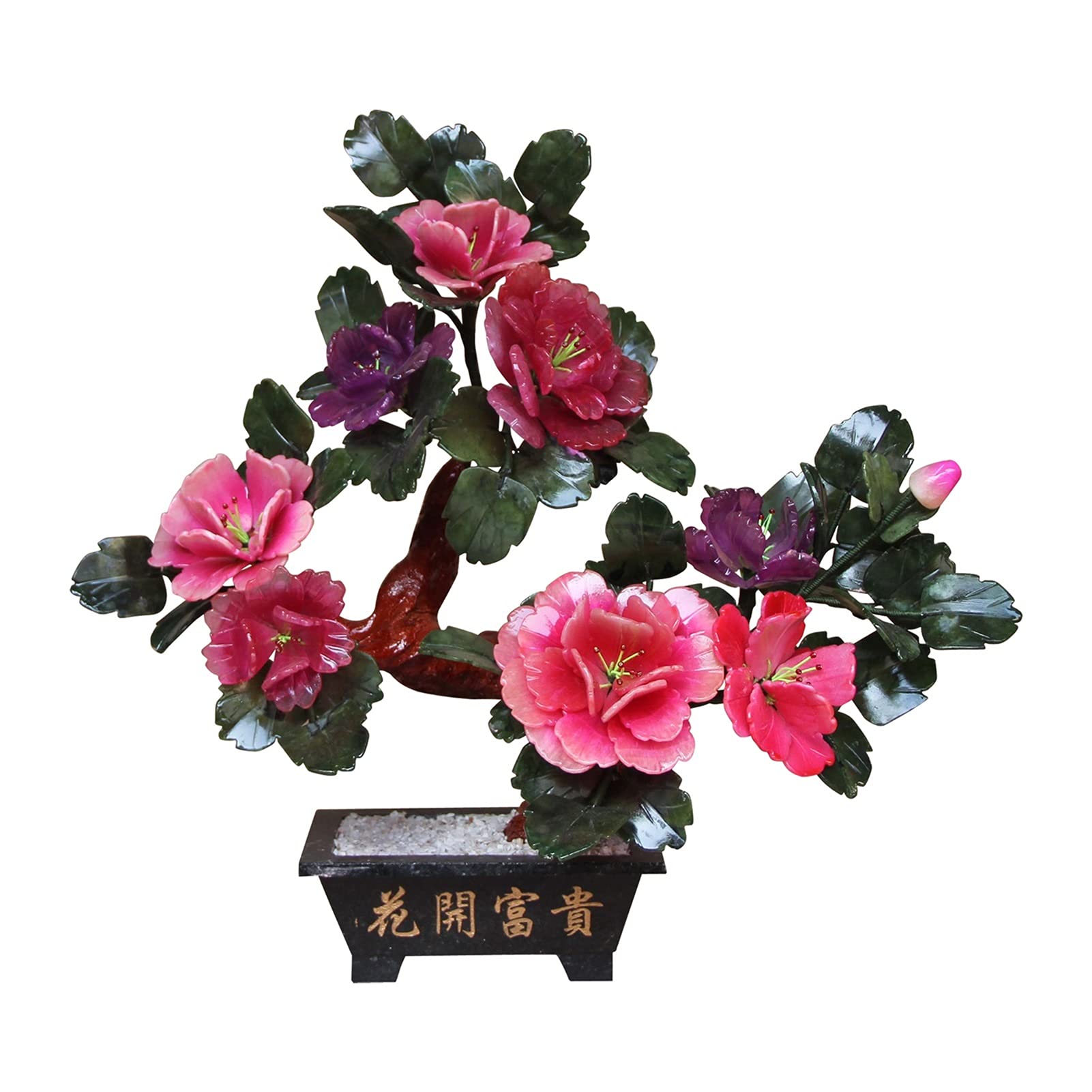 IUokLU Artificial Bonsai Feng Shui Lucky Tree Natural Jade Bonsai Jade Carving Flower Bonsai Ornaments for Tabletop Home Office Decoration for Home Office