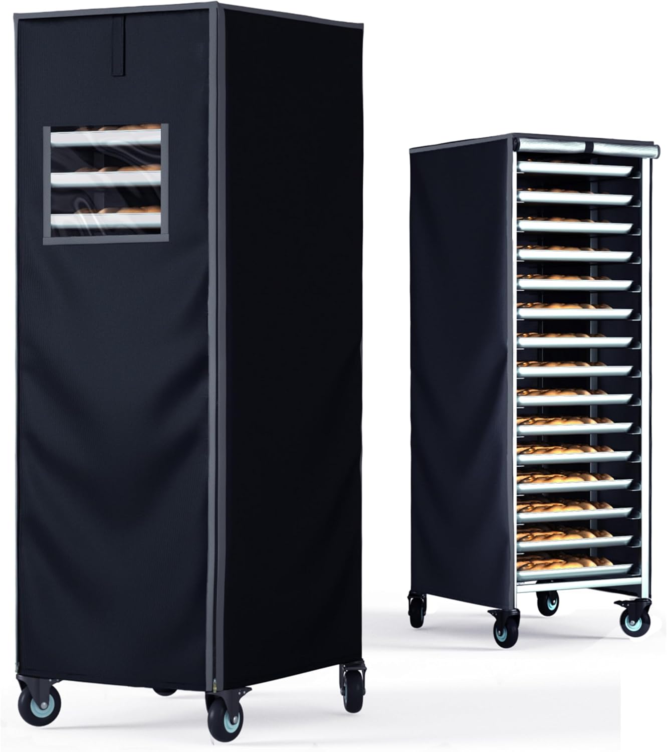 Bakery Rack Cover with Zipper,23"X28"X64" High Density Waterproof and Dustproof,20tier Sheet Pan Rack/Bun Pan Rack Cover with Vents