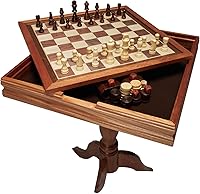VEVOR 3-in-1 Chess Checkers Backgammon Table - 18" Premium Sapele Wood Game Set with Weighted Pieces & Storage Drawer