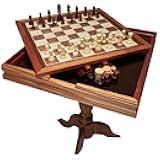 VEVOR 3-in-1 Chess Checkers Backgammon Table Set, 18 Inch Premium Wooden Chess Table, Deluxe Combo Game Table Furniture Set, Chess Set Board Game Gift for Family Board Games