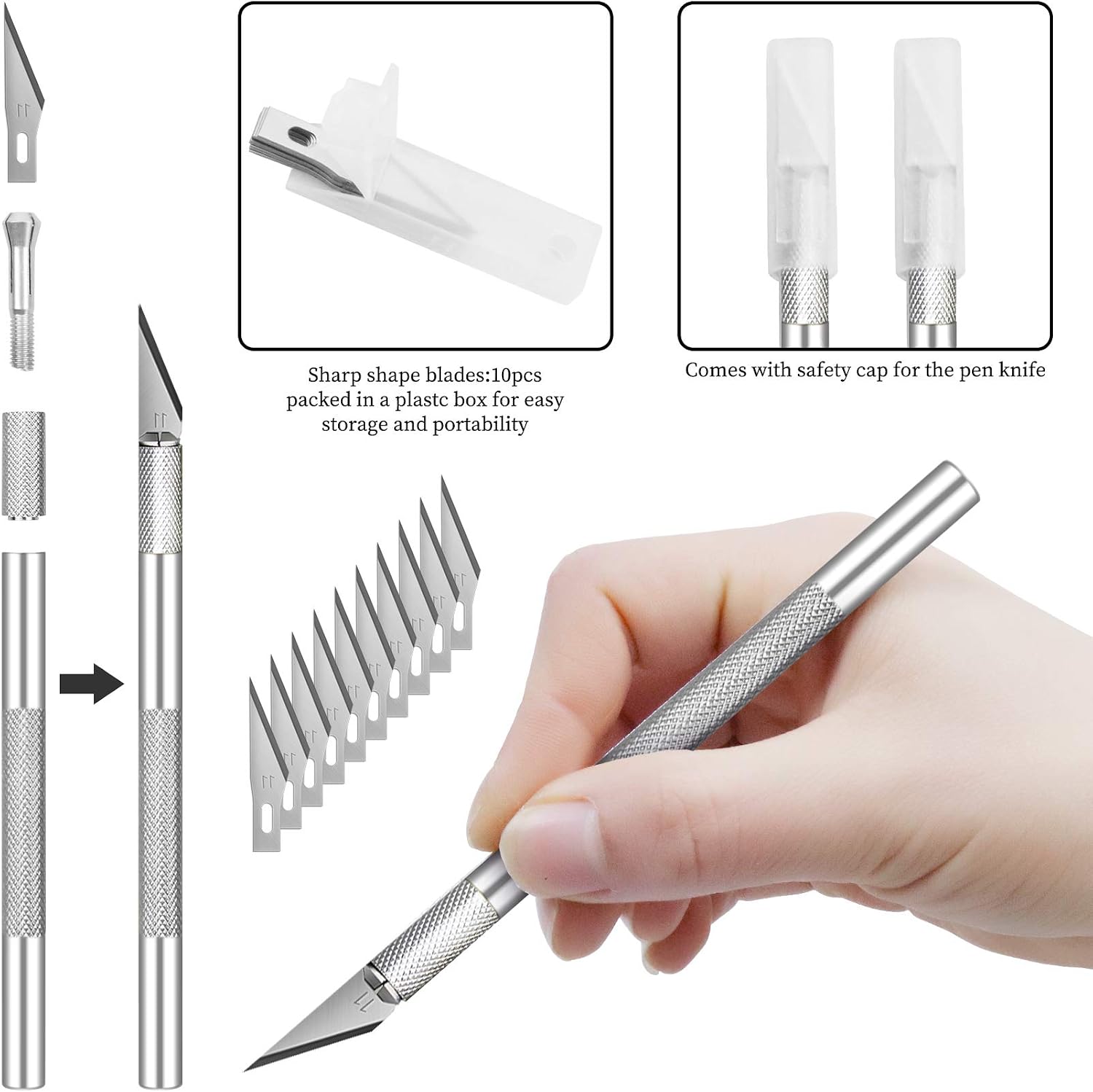 Jetmore 63 Pack Exacto Knife Craft Knife Kit with 60 PCS Hobby Knife Replacement Blades , Hobby Knife Precision Knife Exacto Knife Set for DIY Craft, Scrapbooking, Art Work Cutting