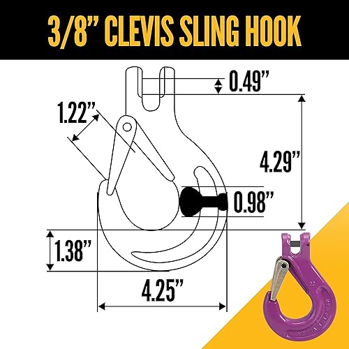 Miniatura 6 de US Cargo Control - Eslinga de cadena ajustable de 3 patas de 38 pulgadas x 5 pies con gancho de cabestrillo - Acero de aleación de grado 100 -