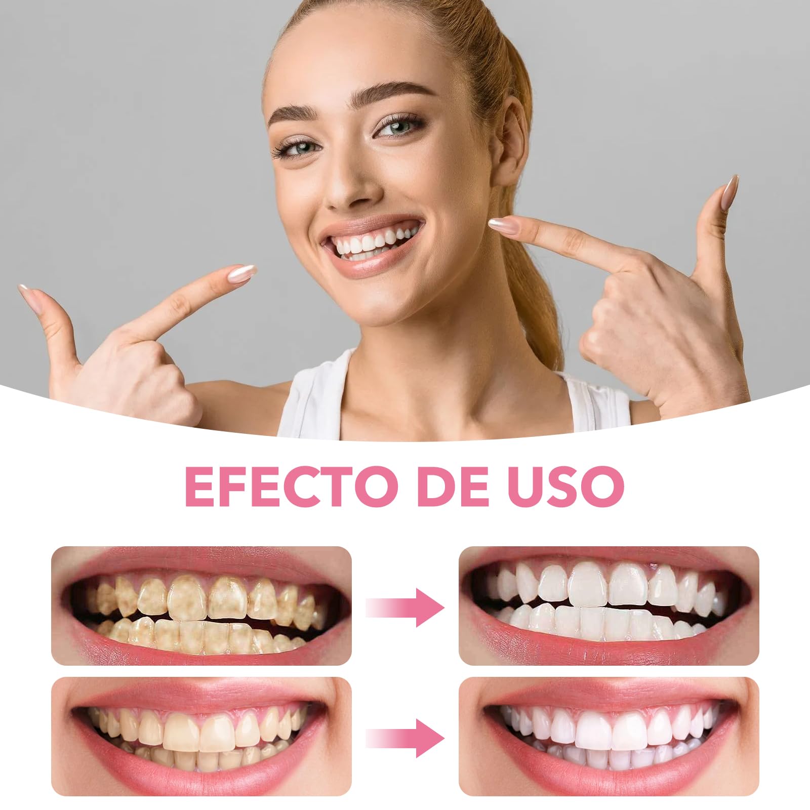 Blanqueador Dental Profesional,Polvos Blanqueadores Dientes,Blanqueamiento Dental Eliminación Profunda de Manchas,Eficaz Para Fortalecer Dientes y Encías,Suave Para Dientes Sensibles(white) - 5