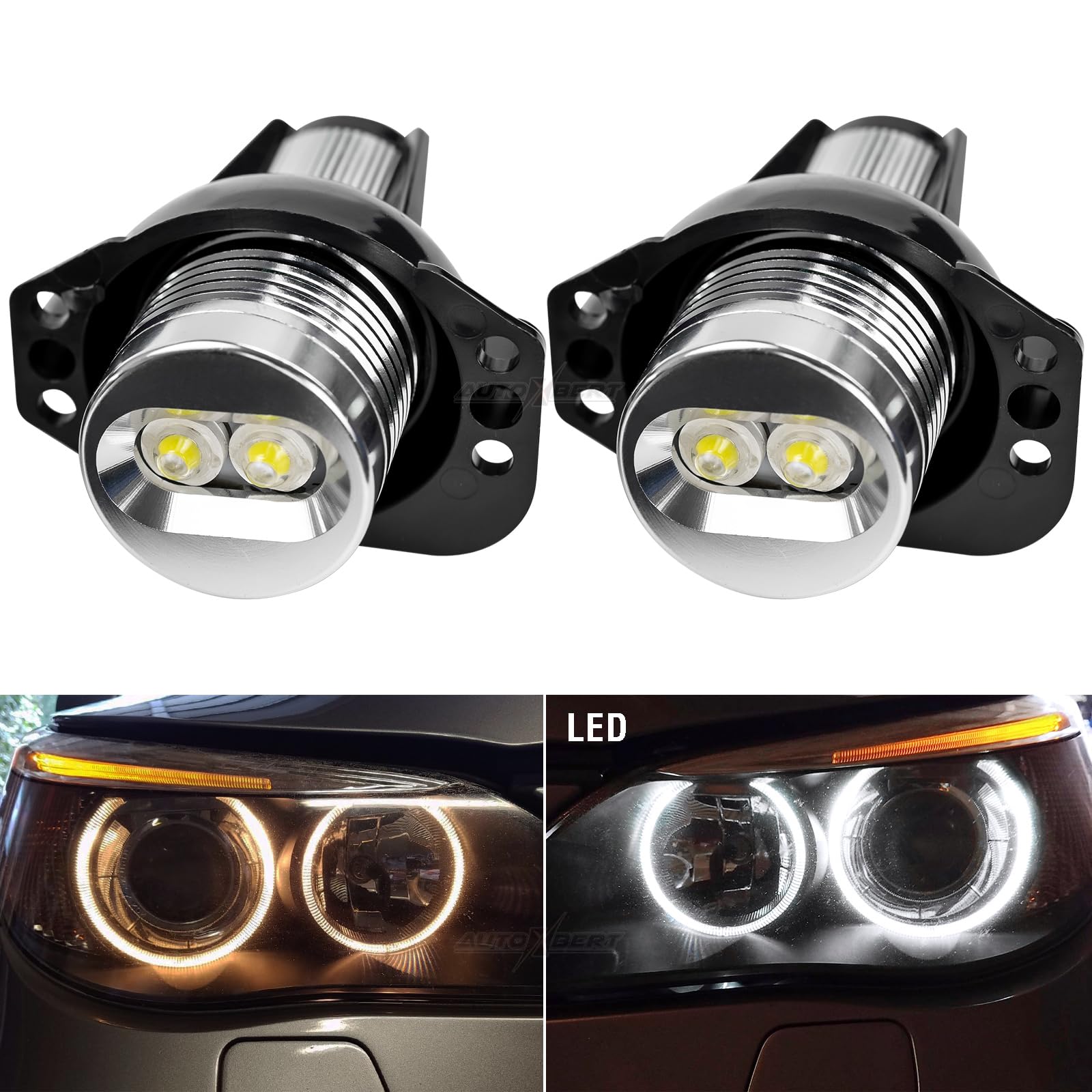 AUTOXBERT 2 pezzi Angel Eyes per BMW E90 E91, 12 V 6000 K Angel Eyes Halo Ring Luce Bianca Alta Luminosità