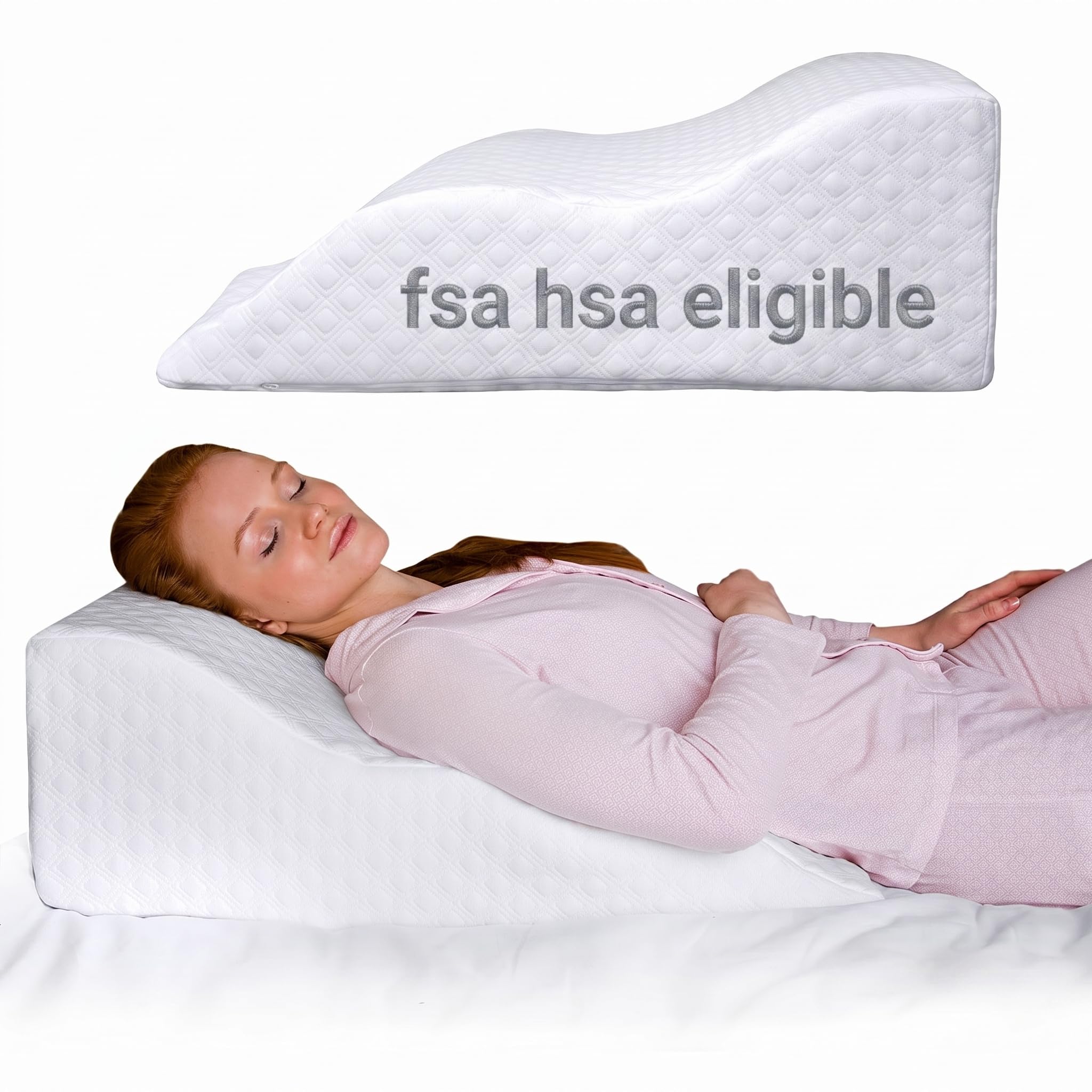 Photo 1 of ***INSERT ONLY*** Aeris Wedge Pillow for Sleeping, Acid Reflux, and Snoring - Memory Foam Bed Wedge with 19-Degree Incline - Post-Surgery Recovery, Reading, and Leg Elevation - Removable Machine-Washable Cover