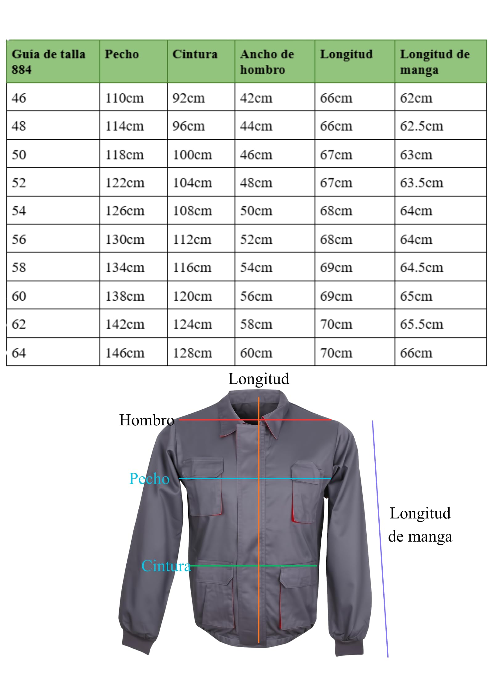 Chaqueta Trabajo Multibolsillos Profesional Industria Construccion Seguridad Cremallera Velcro Serie 884