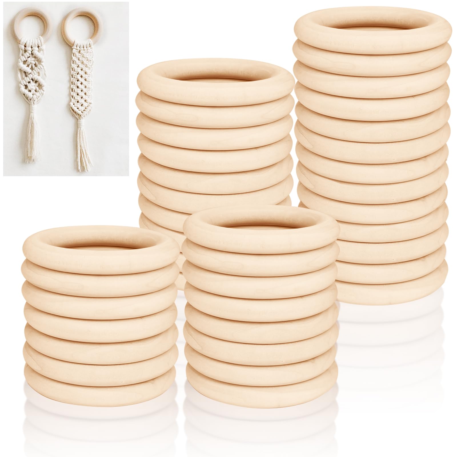 10 Stück Naturholzringe Zum Basteln – 45 Mm Durchmesser, Perfekt Für Makramee, Schmuck & Deko