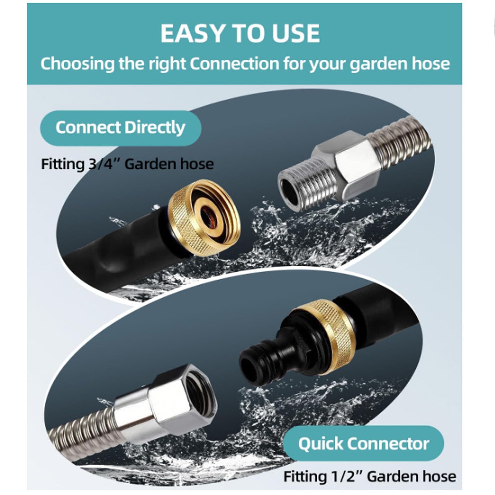Jet Nozzle High Pressure Hose Nozzle, Jet Pressure Washer for Garden Hose with 3 Different Nozzles, 3-in-1 Pressure Power Wand, Hose Quick Connectors for Patio Car Pet Window Washing — view 3