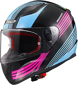 LS2 Capacete Integral Rapid Rad Street (Azul Claro Fosco/Rosa - Tamanho Gg)