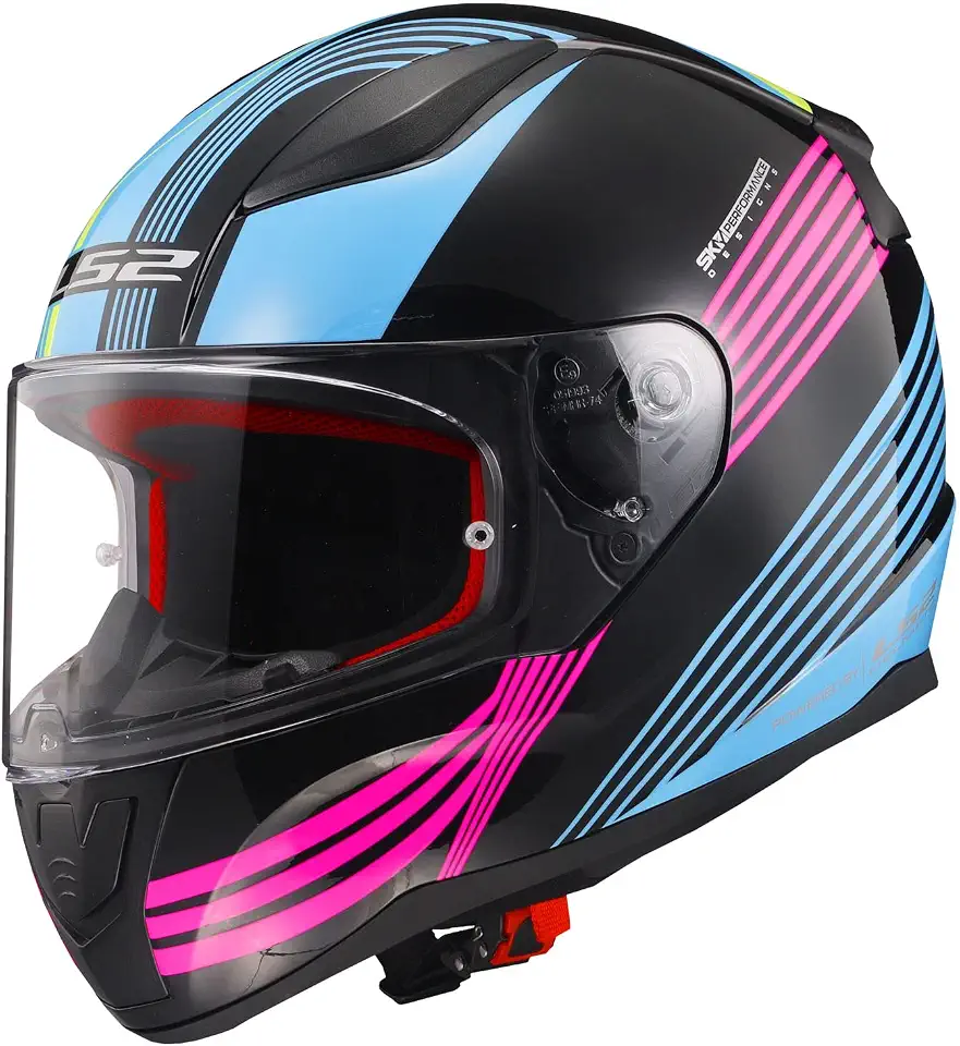 LS2 Capacete Integral Rapid Rad Street (Azul Claro Fosco/Rosa - Tamanho Gg)