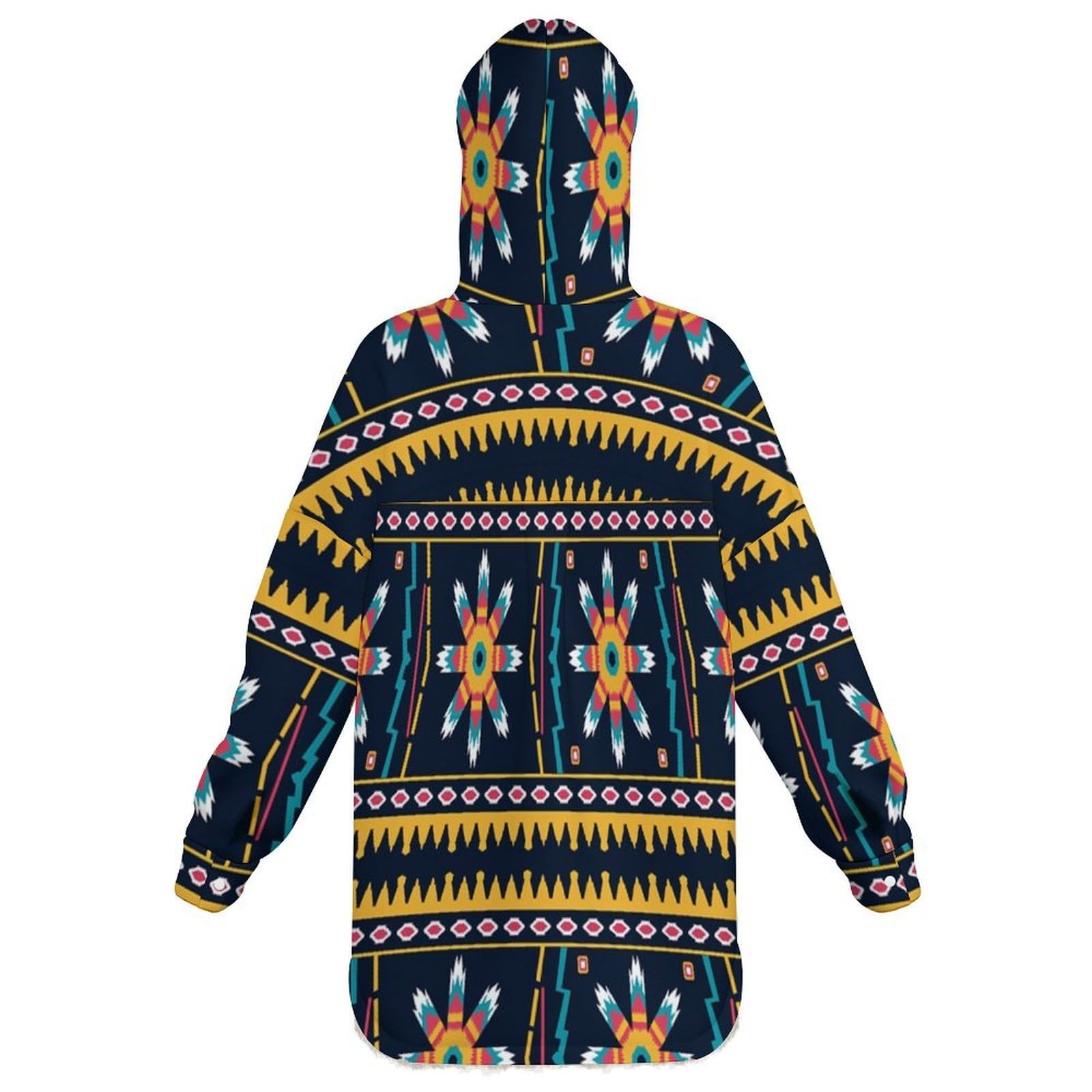 Sudadera Invierno con Capucha de Forro Polar Mujer Rayas Geométricas Triangulares Cálido Hoodies a Manga Larga Felpa Sudadera con Bolsillos, Marrón