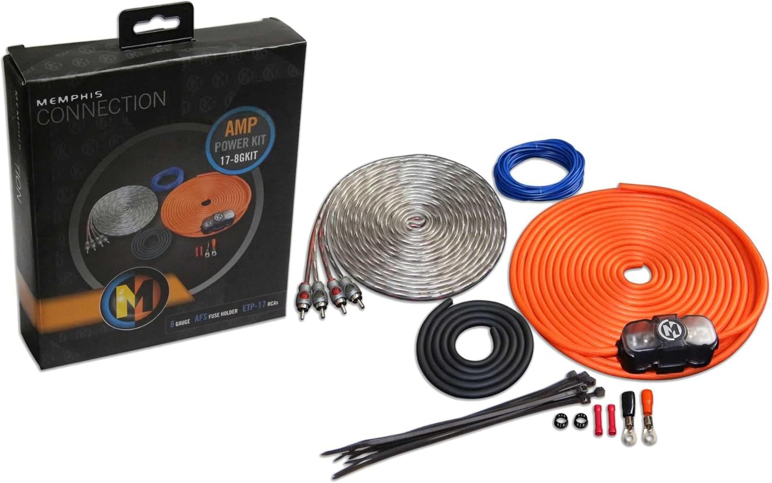 Memphis Audio 8GKIT 8-Gauge Amp Install Kit -AFS Fuse Holder and LL2L 2 CH Line Out Converter