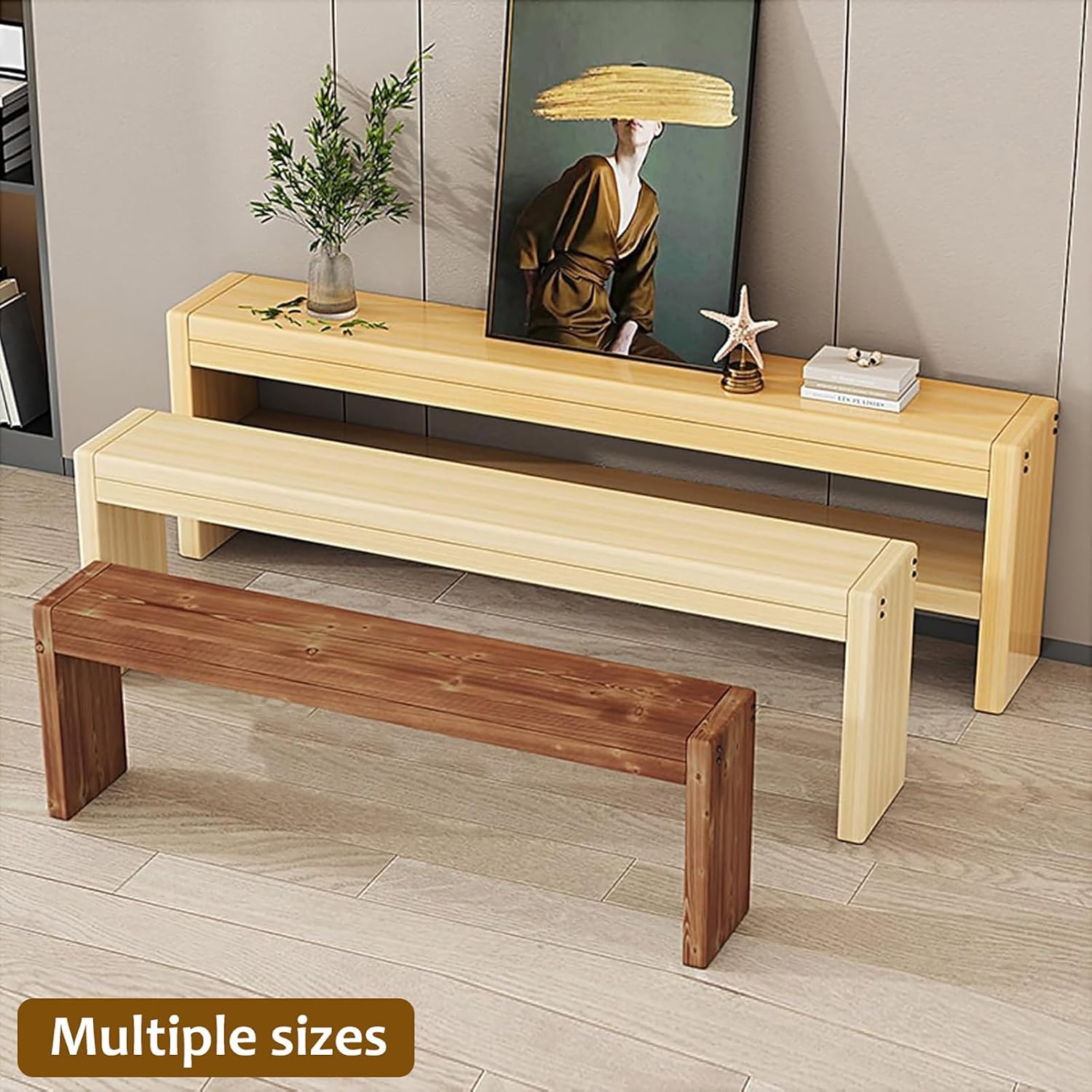 Skinny Wooden Entryway Bench,farmhouse Narrow Long Bench Seat,rustic Pine End Of Bed Benches Fot Bedroom, Living Room, Hallway,durable And Sturdy,easy Assembly(23.6"W x 7.9"D x 15.7"H, Oak 1 Tier)