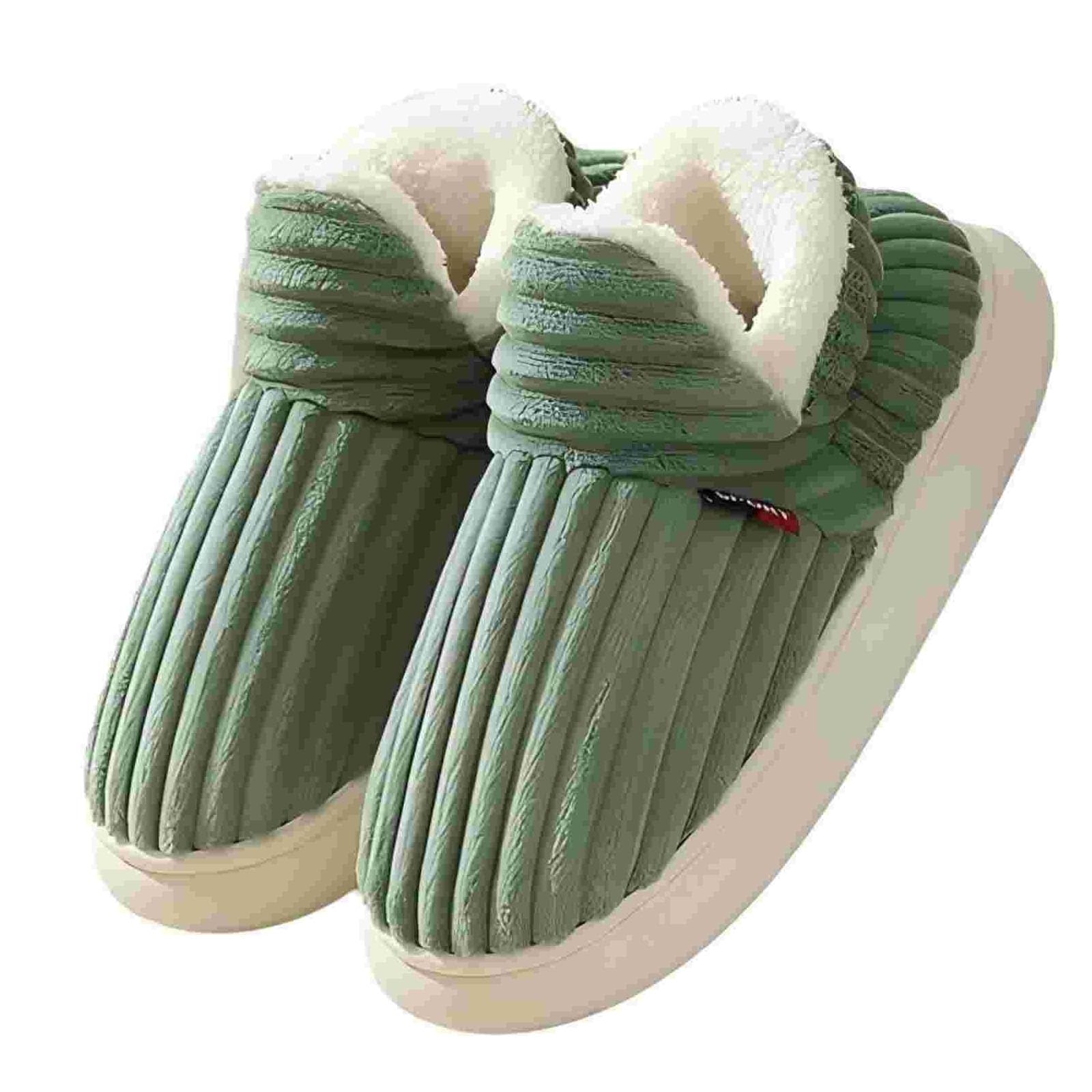 VFUX Pluffy Slipper Booties Women Men, Plush Ankle Booties Slippers Warm Fuzzy Comfy House Anti-Slip Thick Sole Winter Slipper
