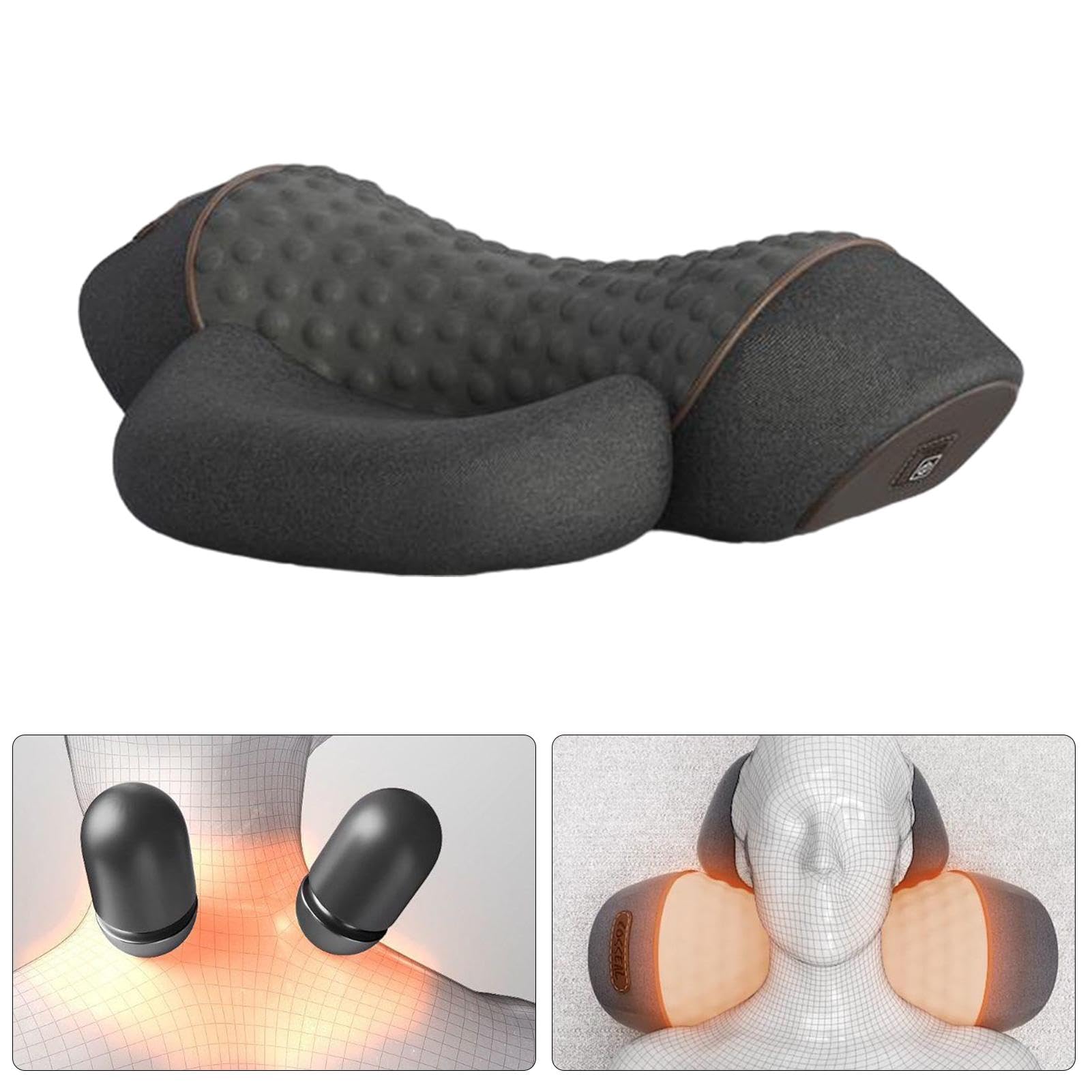 Almohada portátil de espuma viscoelástica, masajeador 3 en 1 para cuello y hombros,almohada masajeadora de espalda.para usar en casa y fuera de ella. (Disponible en versiones estándar y de masaje).