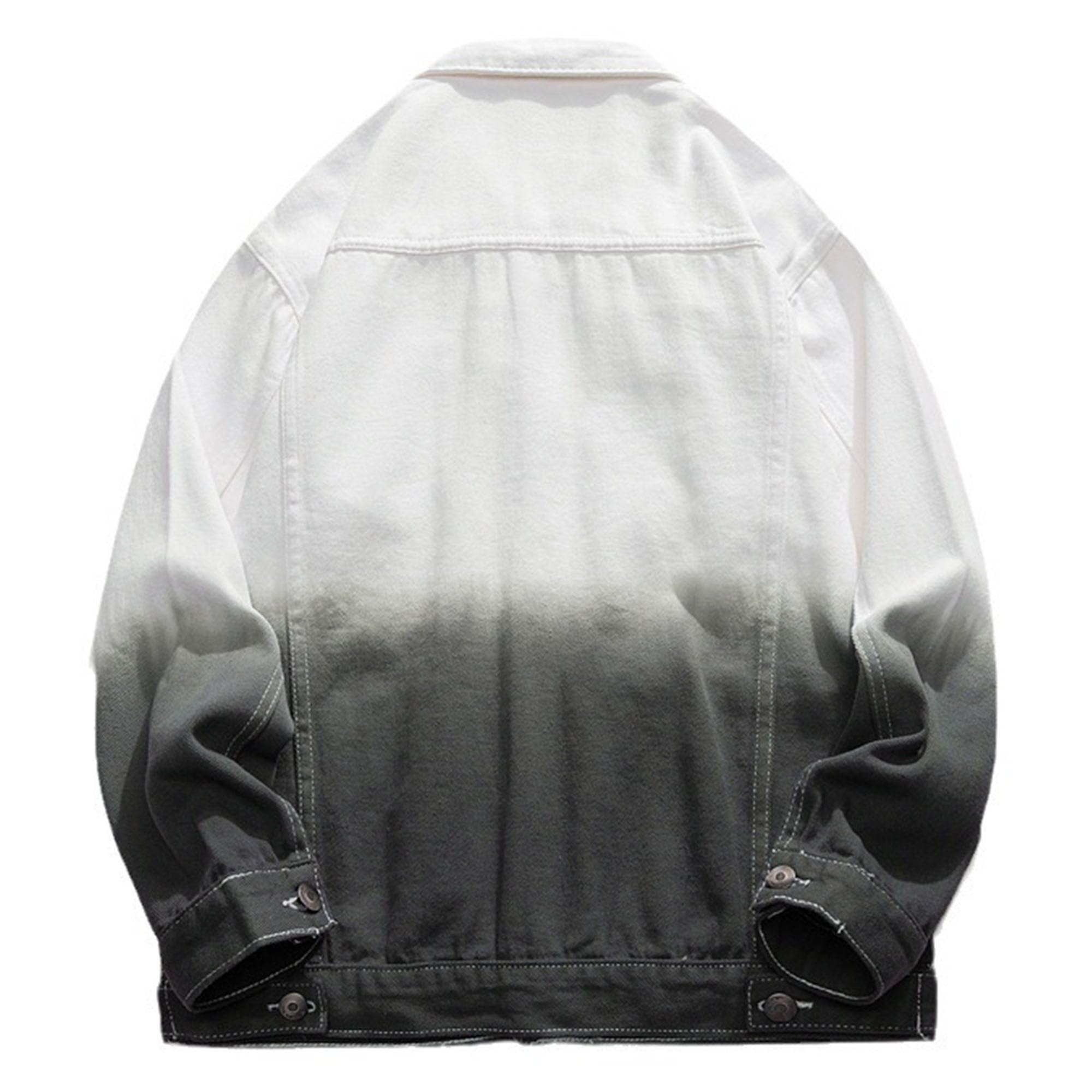 Giacca da uomo in denim sfumato con risvolto e tasca con bottoni | Elegante cappotto di jeans a maniche lunghe, giacca di jeans unica a blocchi di colore, risvolto classico
