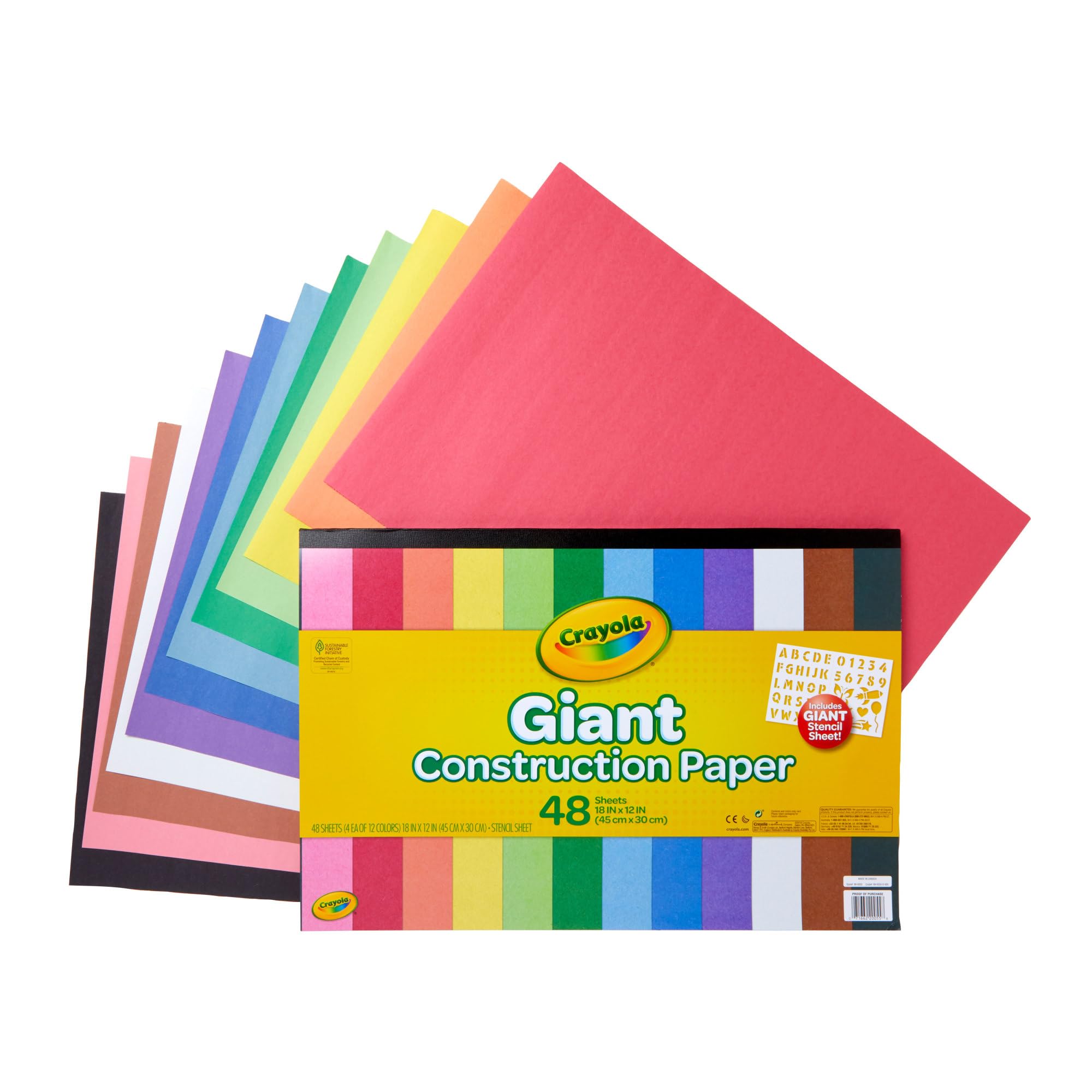 Crayola 48 Sheets W/Stencil Construction Paper Giant 48Pg