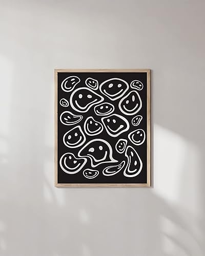 Miniatura 4 de HAUS AND HUES Impresión artística individual de Smileys de ácido negro - 12x16