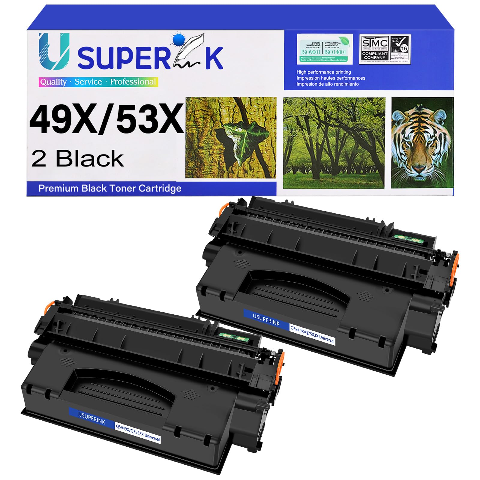 USUPERINK Compatible Q5949X Q7553X Toner Cartridge Replacement for HP 49X Q5949X 53X Q7553X for HP LaserJet P2015dn P2015 P2015d 1320 1320n 3390 3392