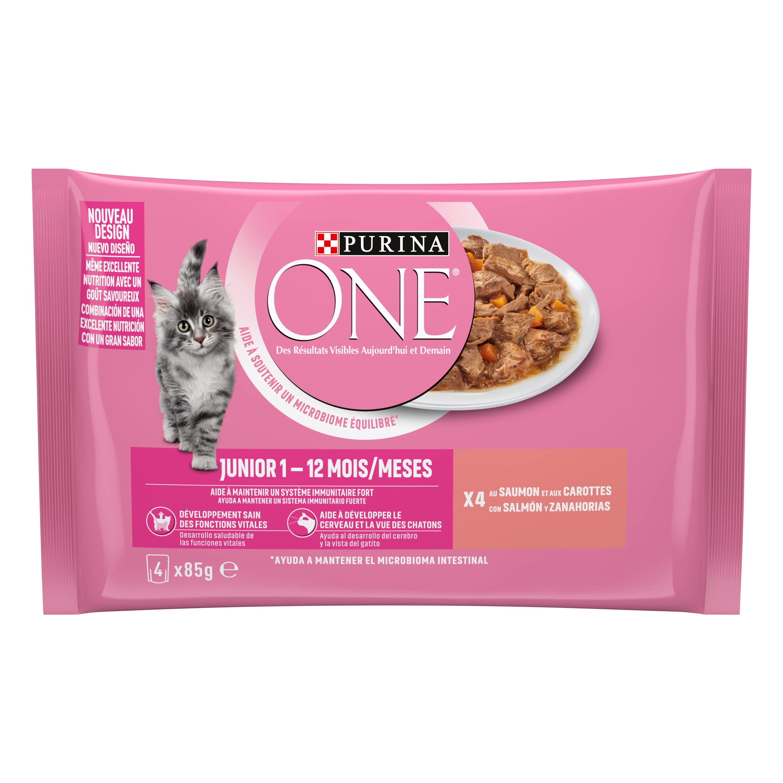 PURINA ONE Junior mit Lachs für Kätzchen | 4 x 85 g – Ansicht 2