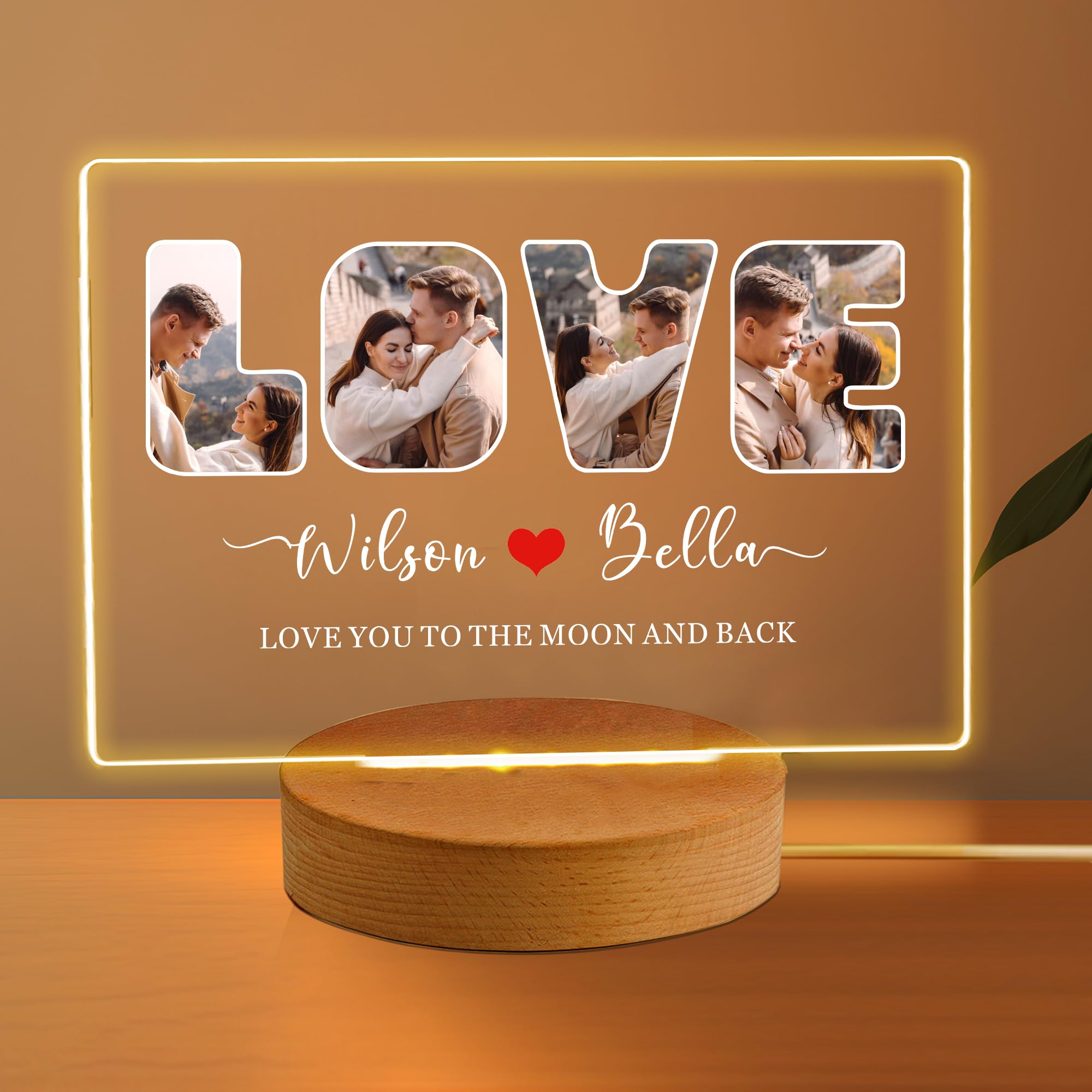 EDSG Personalised Gifts for Women Men Valentines Gift for Him Her Night Lights Personalised Gifts for Birthday Birthday Anniversary Christmas Couple Gift (Landscape-Love)