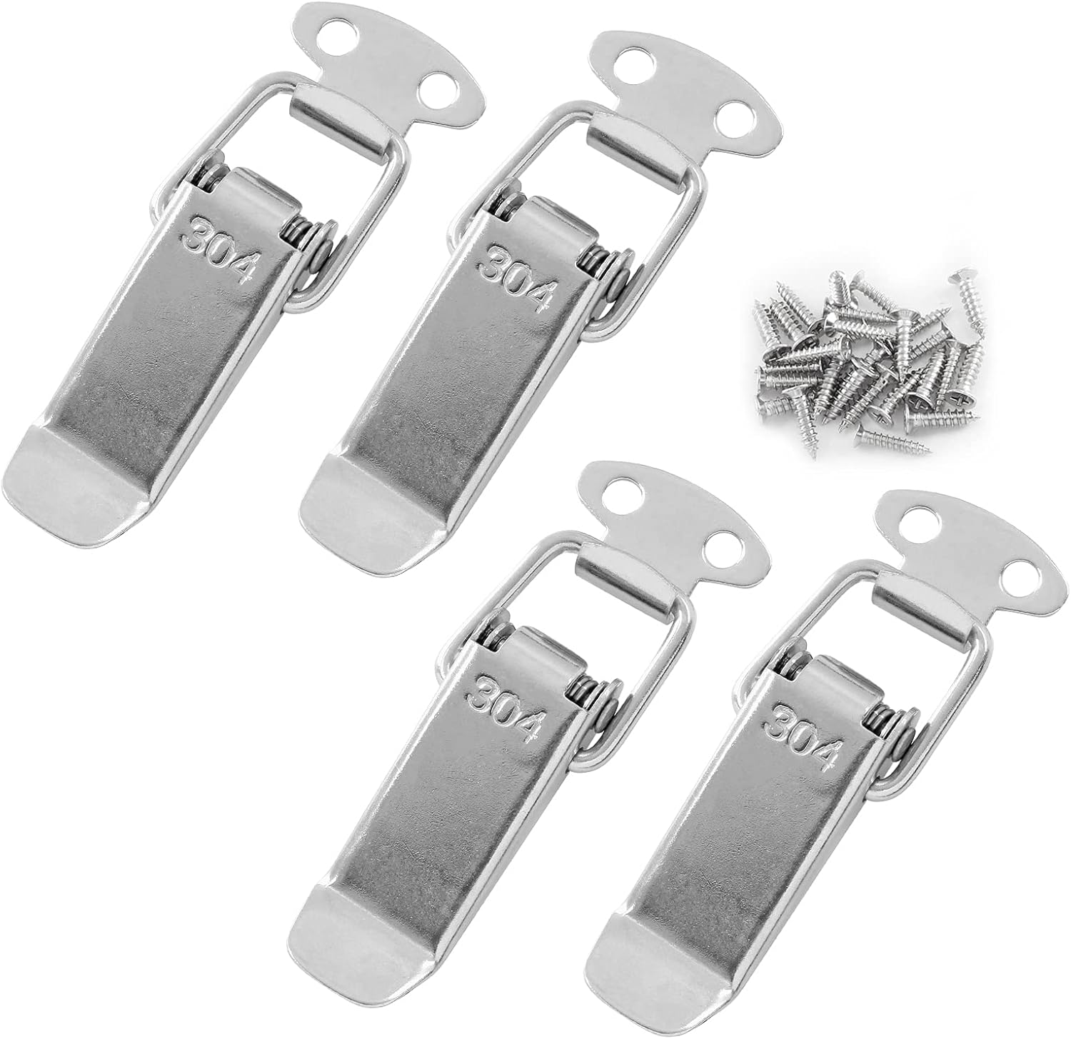 Jiozermi 4 Pack Spring Toggle Buckle Latch, 2.8" Length, 304 Stainless Steel Spring Loaded Toggle Latch Catch for Wooden Case Toolboxes, Silver