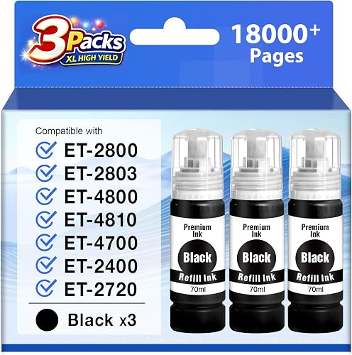 Compatible Ink Refill Bottles Replacement for EPSON 522 Black Ink Bottles