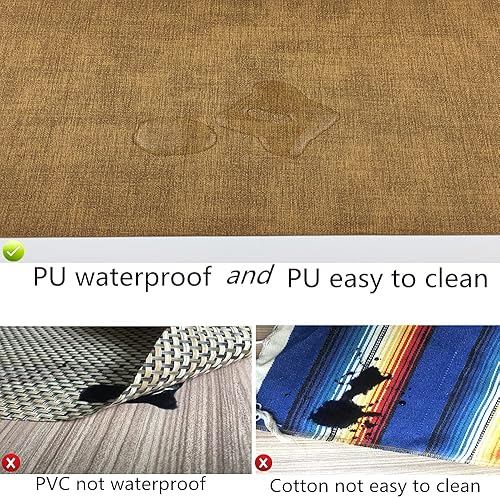 Miniatura 5 de WAZAIGUR Juego de 4 manteles individuales impermeables y fáciles de limpiar, resistentes al calor, de piel sintética gruesa, lavables, color marrón