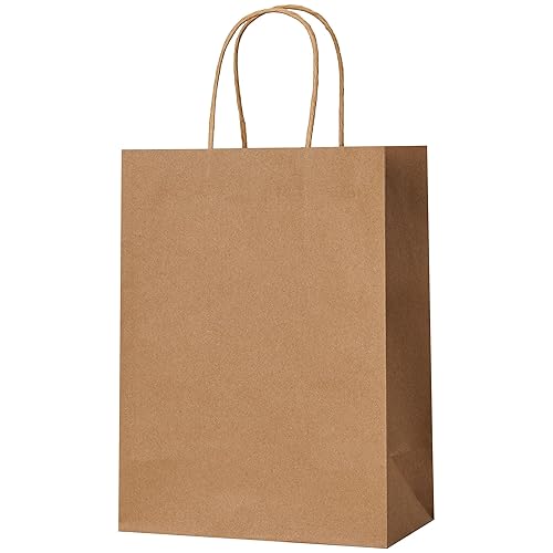 METAPRINT Brown Paper Gift Bags with Handles in Bulk,100 Pack
