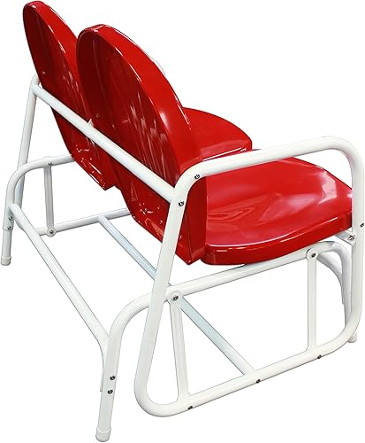 Miniatura 5 de Leigh Country TX 93512 - Planeador de doble asiento de metal para patio, color rojo y blanco