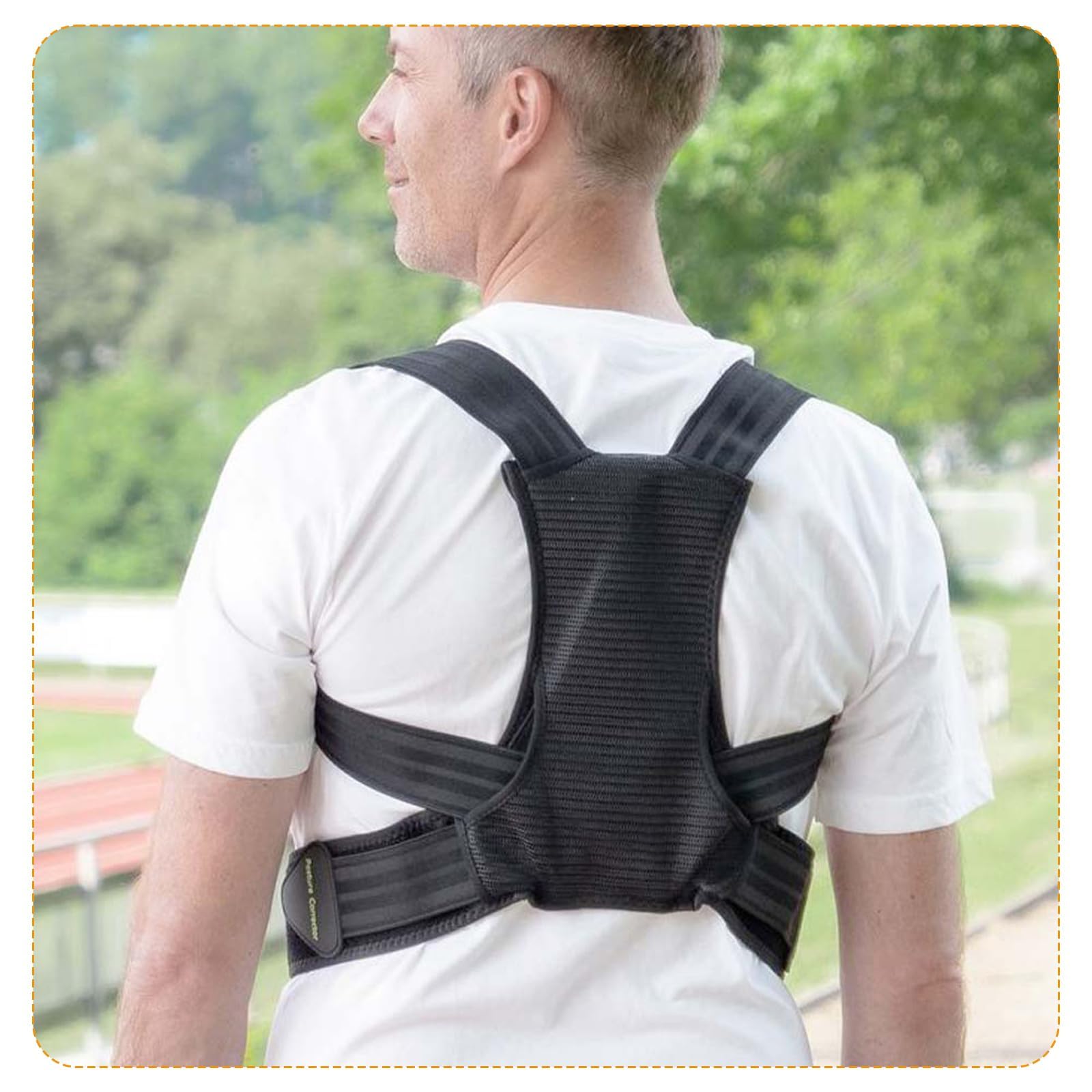 Supporto Dritto per la Schiena, per Uomini e Donne, Anti-Hunchback correttore, a Spalla Aperta,Fascia Traspirante Posturale Correzione,Schwarz-L