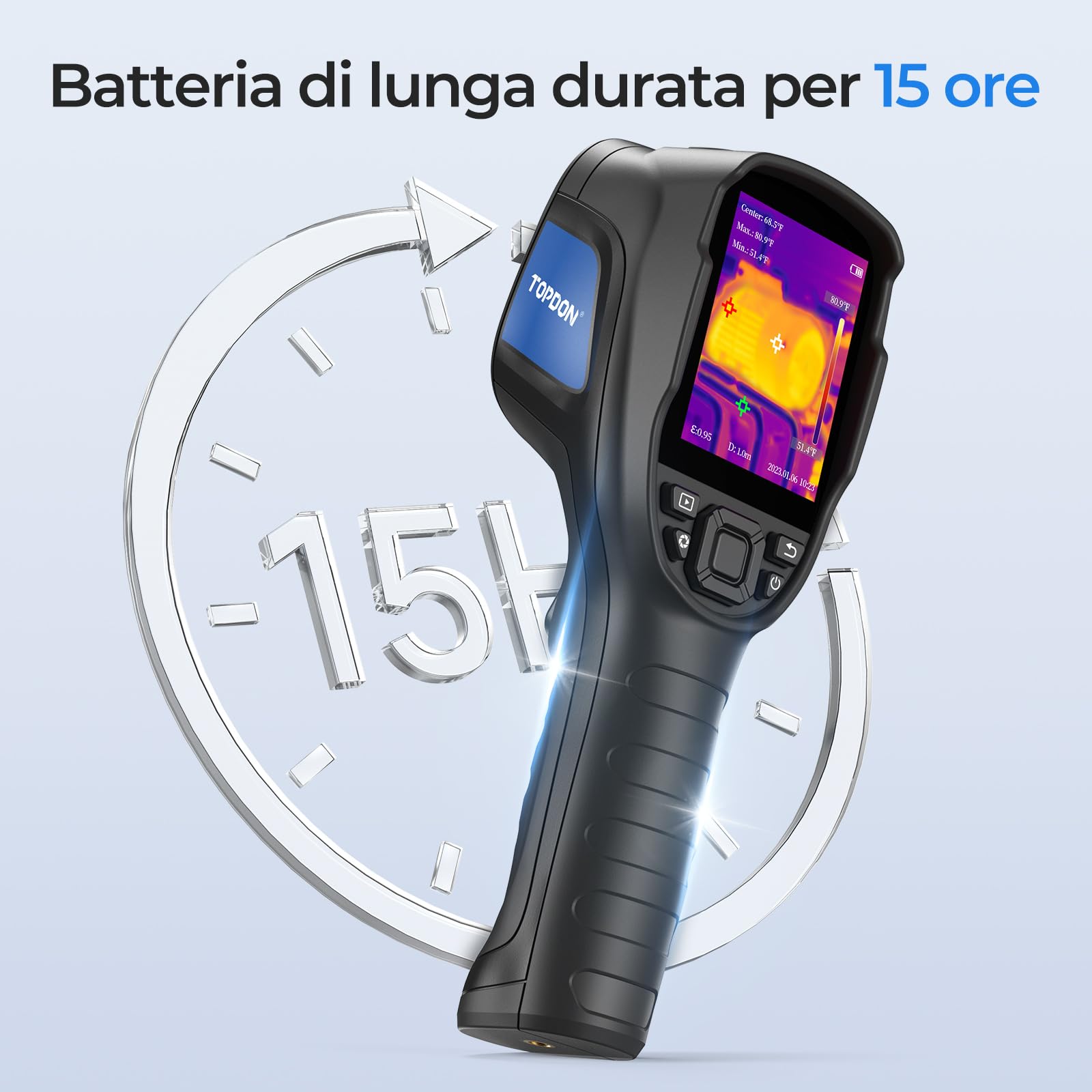 TOPDON TC004 Lite Termocamera Infrarossi, Telecamera Termica Portatile con Risoluzione 240x180 IR e Durata Della Batteria di 15 ore con Zoom 1x/2X/4X, Intervallo di Temperatura da -20℃ a +550℃