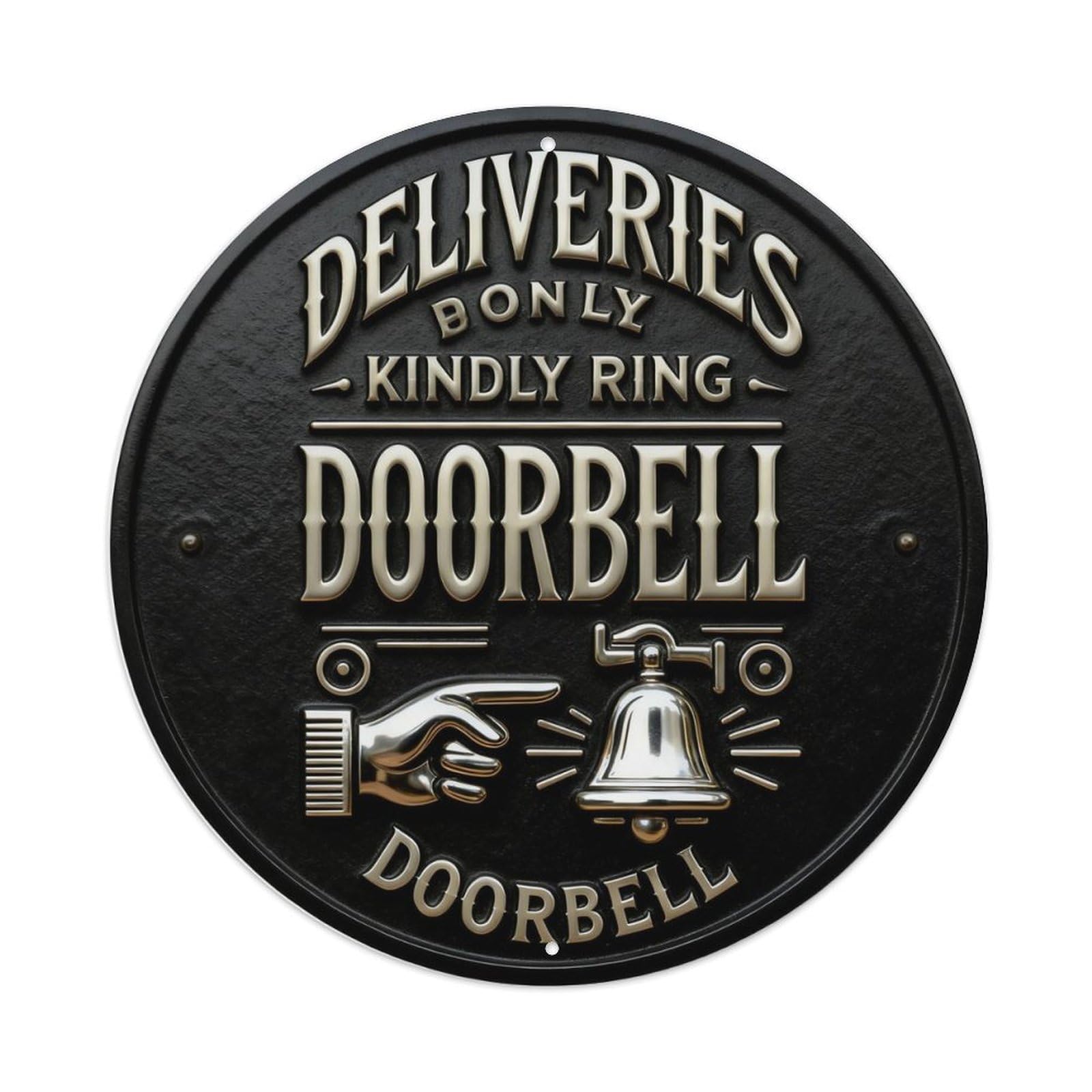 Deliveries Please Ring Doorbell Doorbell Round Metal Tin Sign Vintage Wall Decor, Bar Garage Cafe Kitchen Home Wall Art Poster 8x8inches