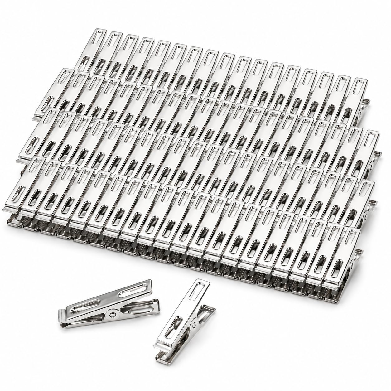 200er Set Edelstahl Wäscheklammern rostfrei | Metall Wäsche Clips für Wäscheleine Kleidung Handtücher | Universal Klammern für Haushalt Garten Camping