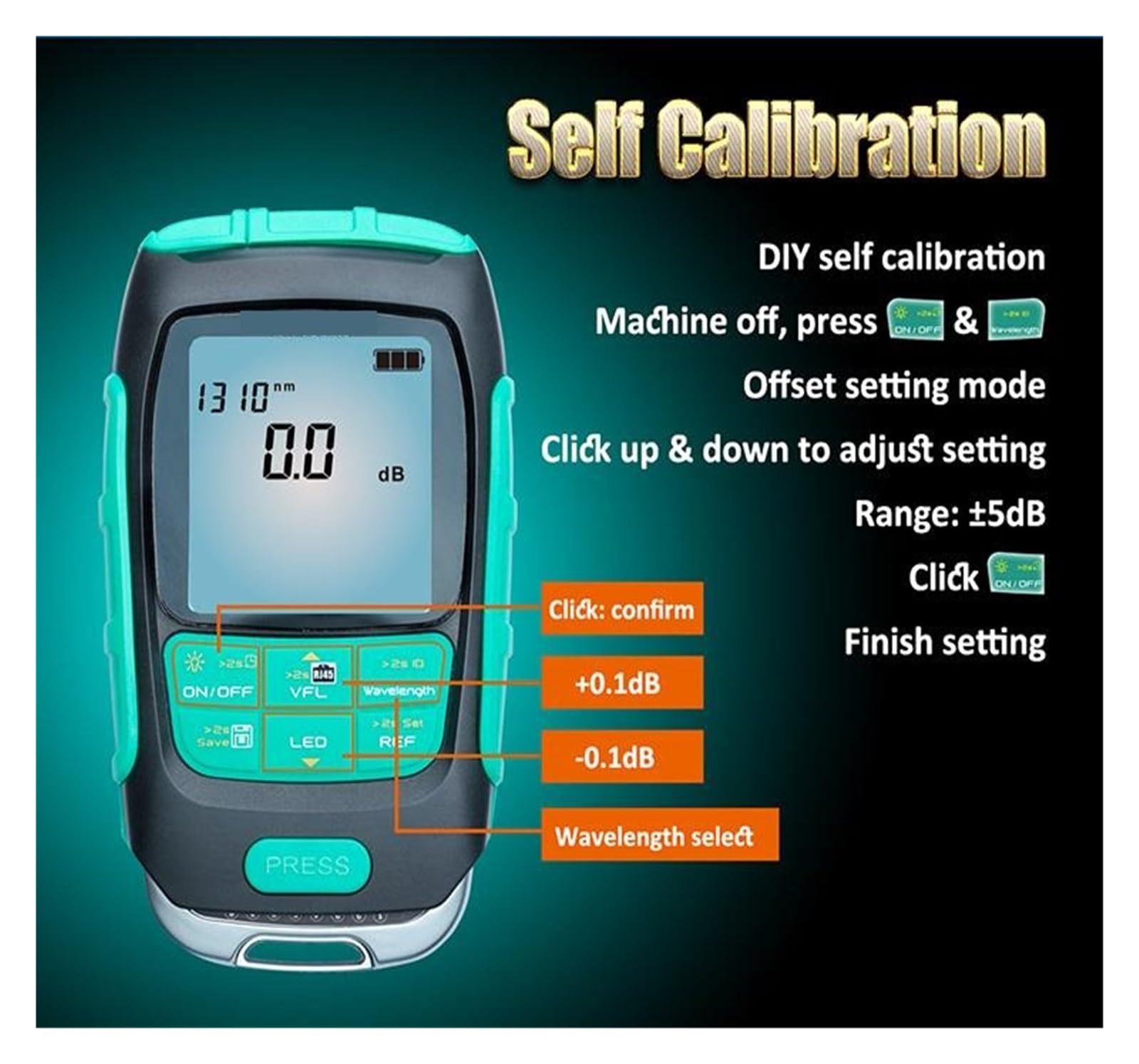 Testeur de Fibre Optique Compteur De Puissance MT-7616 Haute Précision, Testeur Stylo Optique Multifonctionnel 4 en 1, Test Défaillance Câble Déconnecté