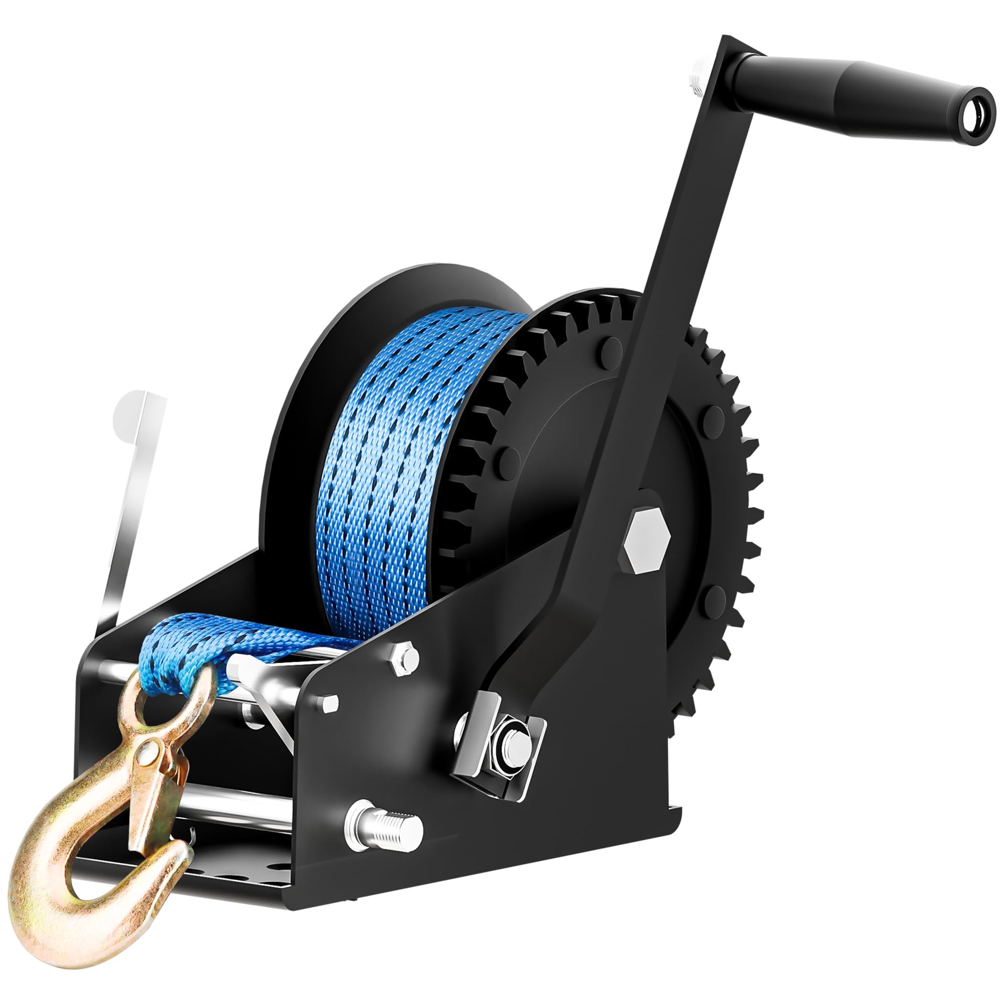 Kit de treuil de remorque de bateau de 1 587,6 kg avec ceinture en polyester de 10 m, cliquet bidirectionnel 4:1/8:1, treuil portable pour bateaux, camions, remorques, camping-car, VTT, jet ski,