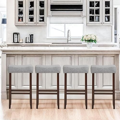 Miniatura 9 de ERGOMASTER Taburetes de bar para isla de cocina, juego de 2 taburetes de bar de altura de mostrador, taburetes de bar sin respaldo de 24 pulgadas,