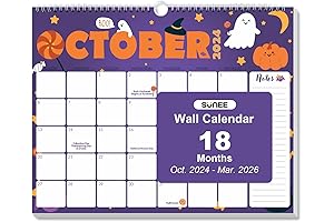 2024-2025 Wall Calendar with Note for 18 Months Organization and Planning