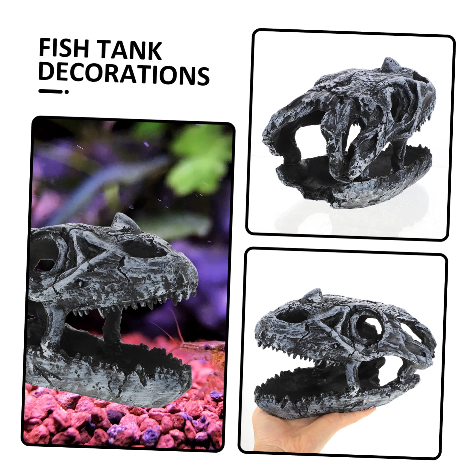 POPETPOP 2 Pièces Ramper Animal de Compagnie crâne esquiver décorations d'aquarium squelettes Decoration Aquarium Ornement d'aquarium de Reptiles cachette d'aquarium Ornement d'aquarium